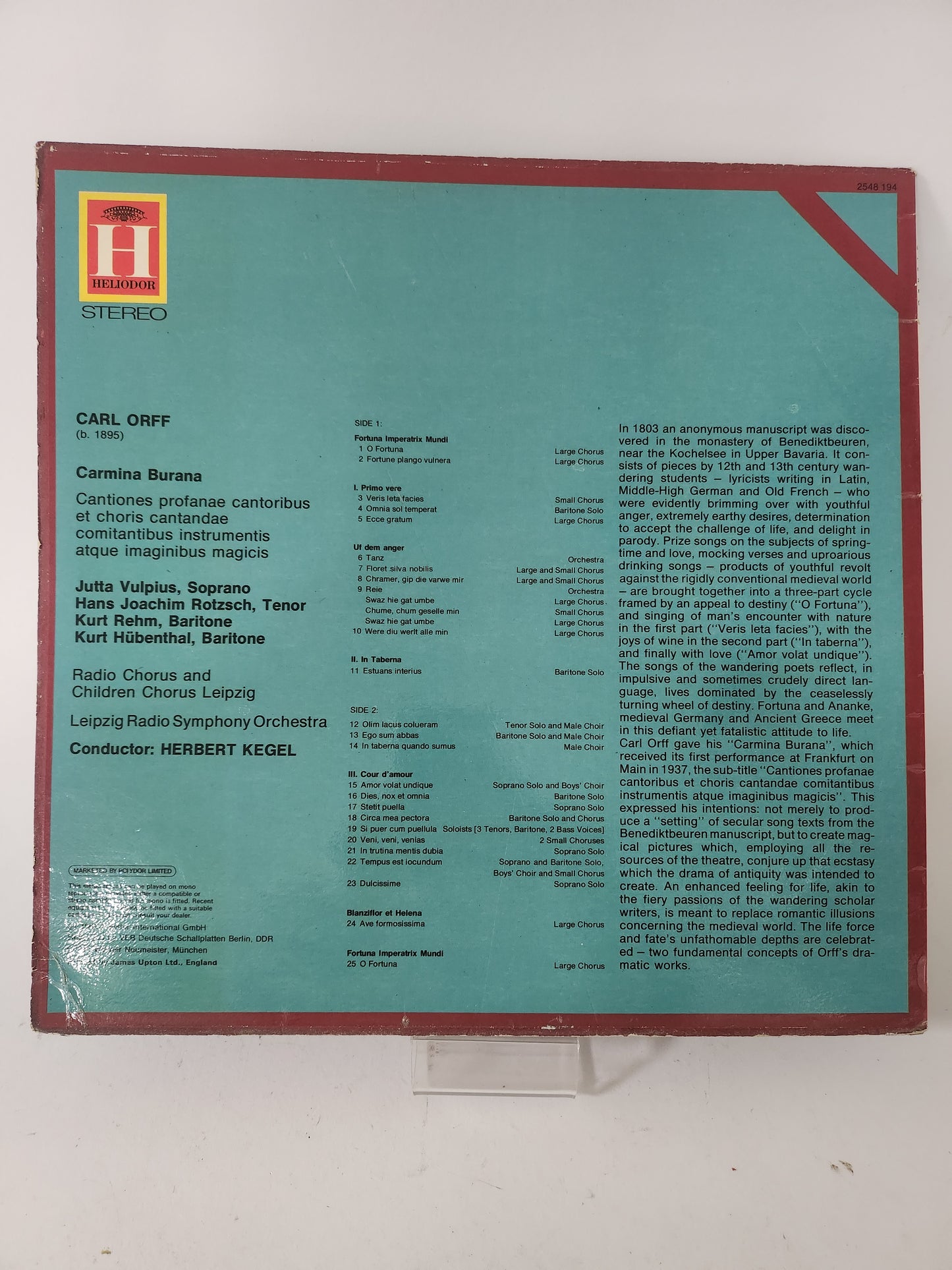 Carl Orff: Carmina Burana LP Vinyl