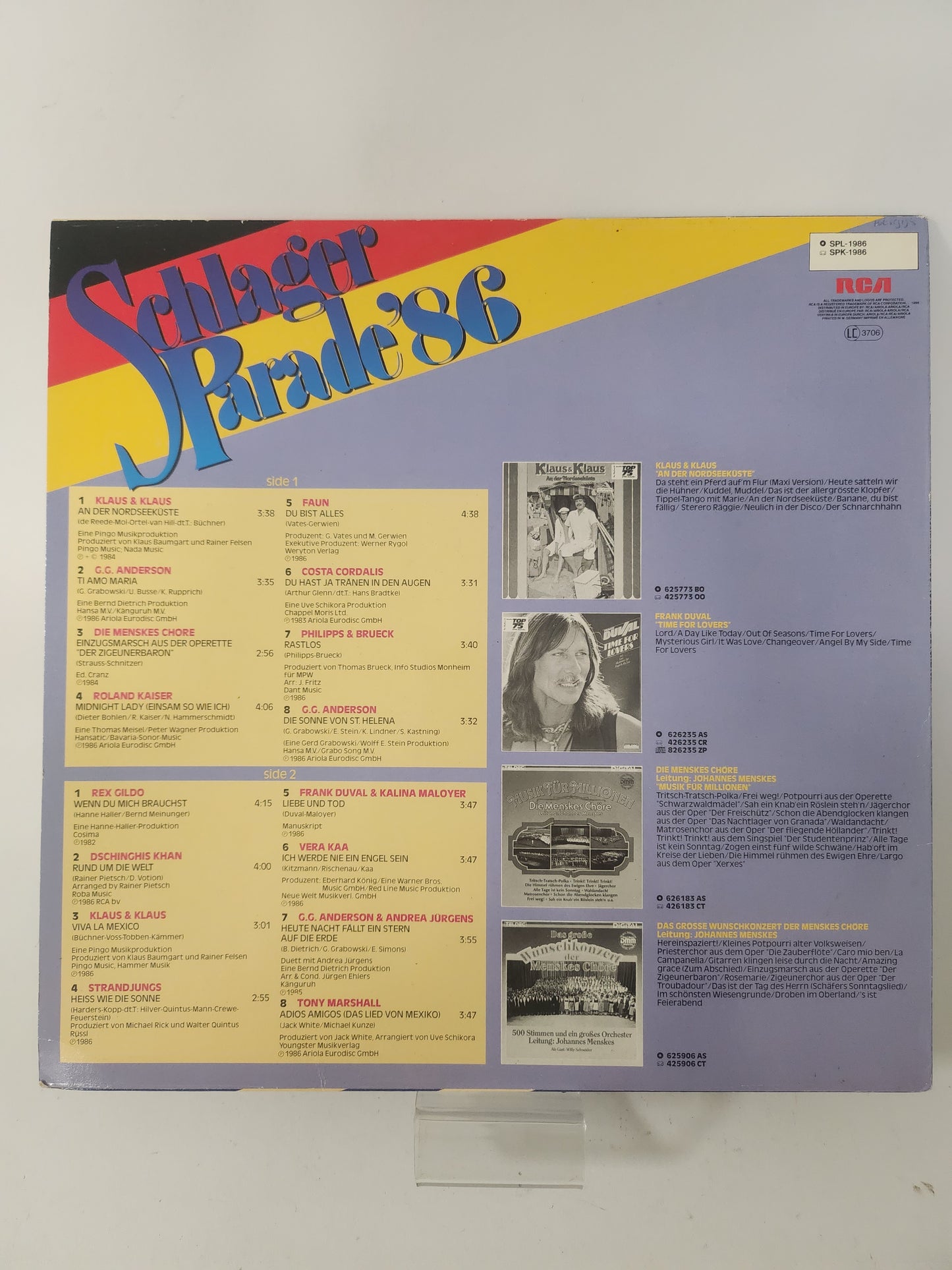 Schlager Parade '86 LP Vinyl