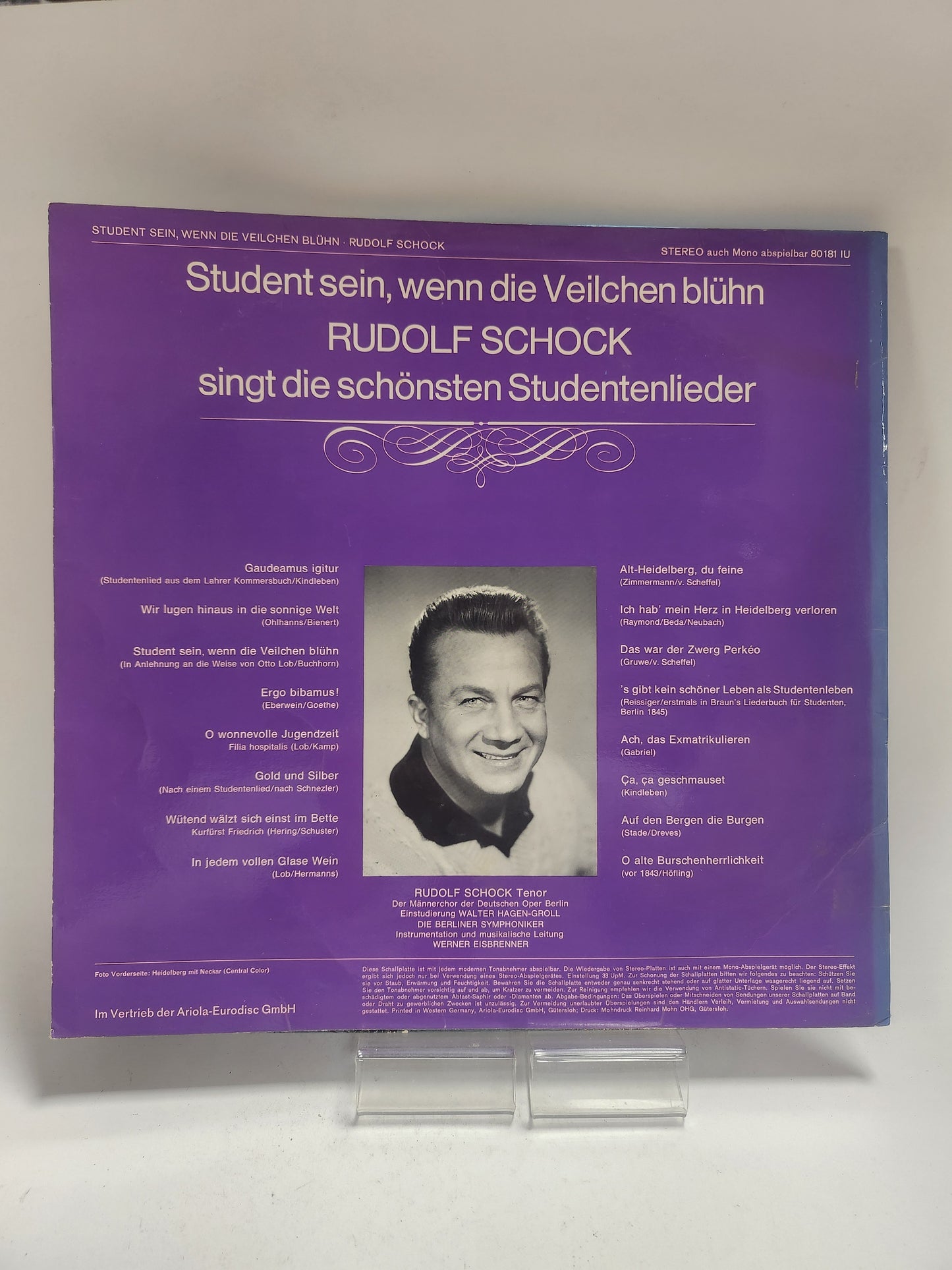 Rudolf Schock: Student Sein, Wenn die Veilchen Blühn LP Vinyl