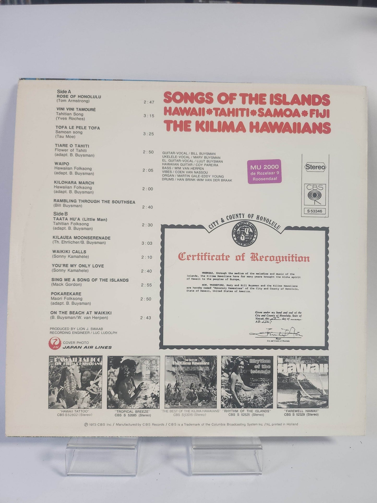 Songs of the Islands: the Kilma Hawaiians LP Vinyl - Feniks Gameshop