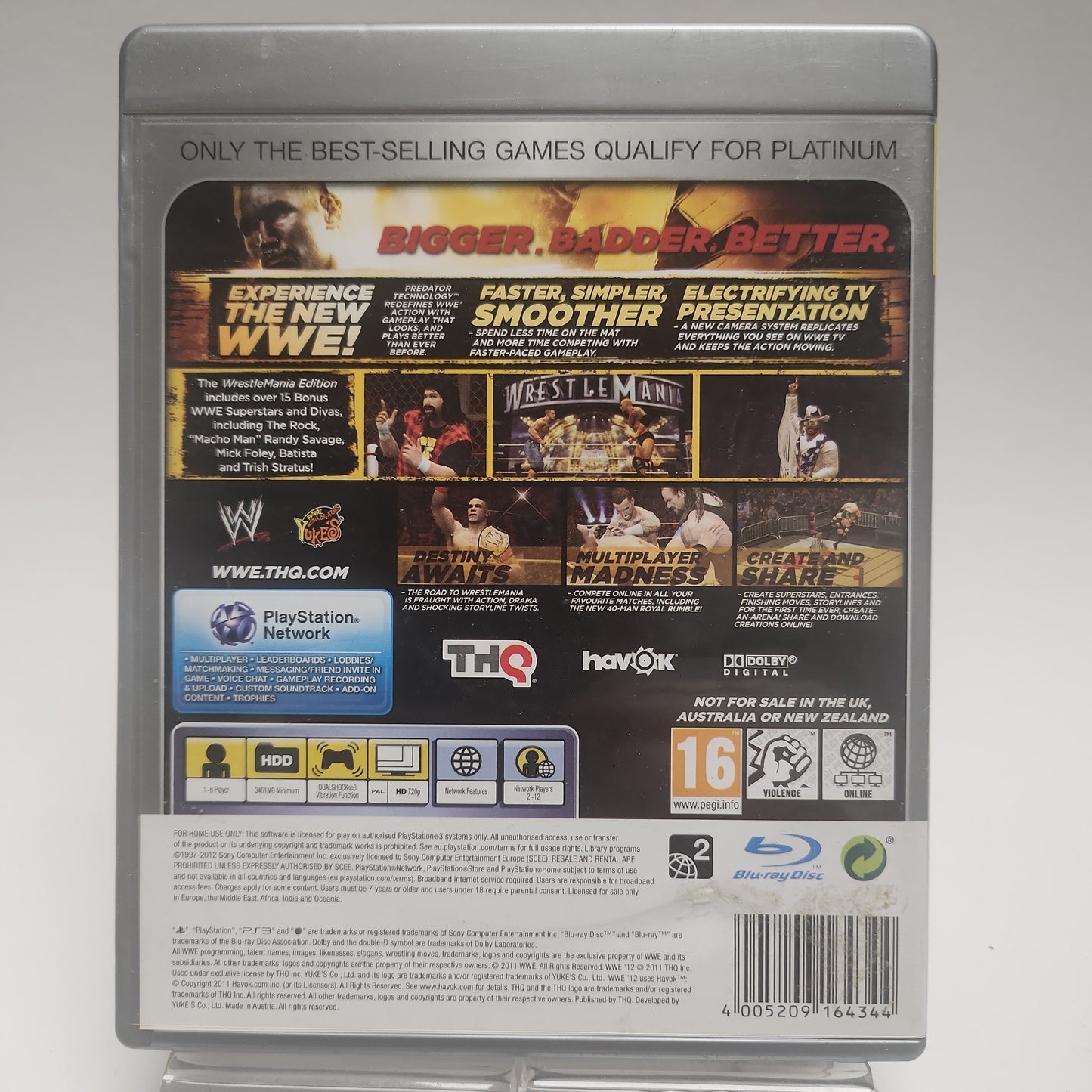 W12 Platinum Edition Wrestlemania Edition Playstation 3