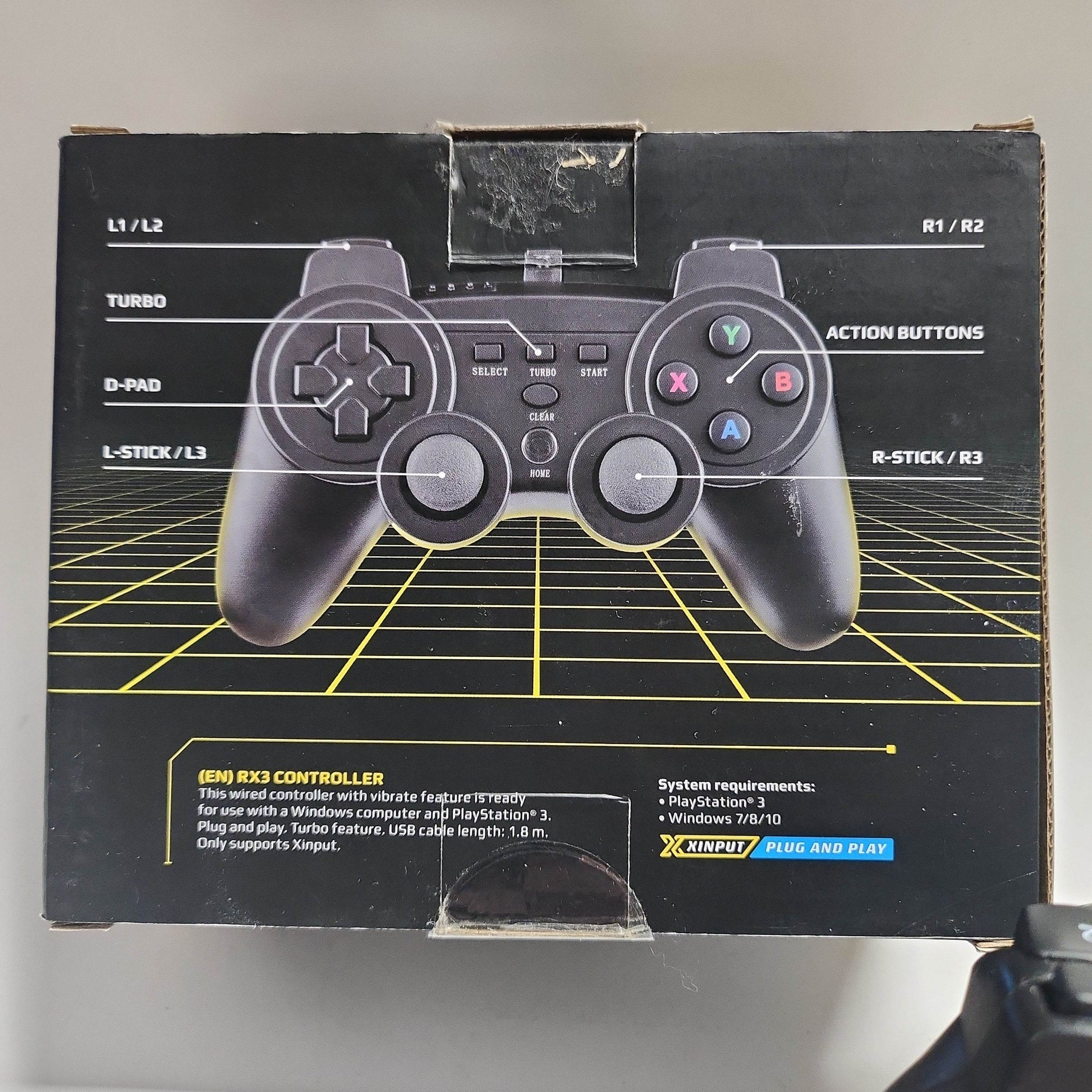 RX3 Zwarte Controller (bedraad) PlayStation 3 en PC - Feniks Gameshop