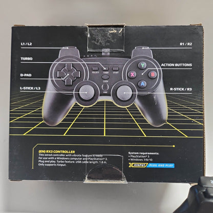 RX3 Zwarte Controller (bedraad) PlayStation 3 en PC - Feniks Gameshop