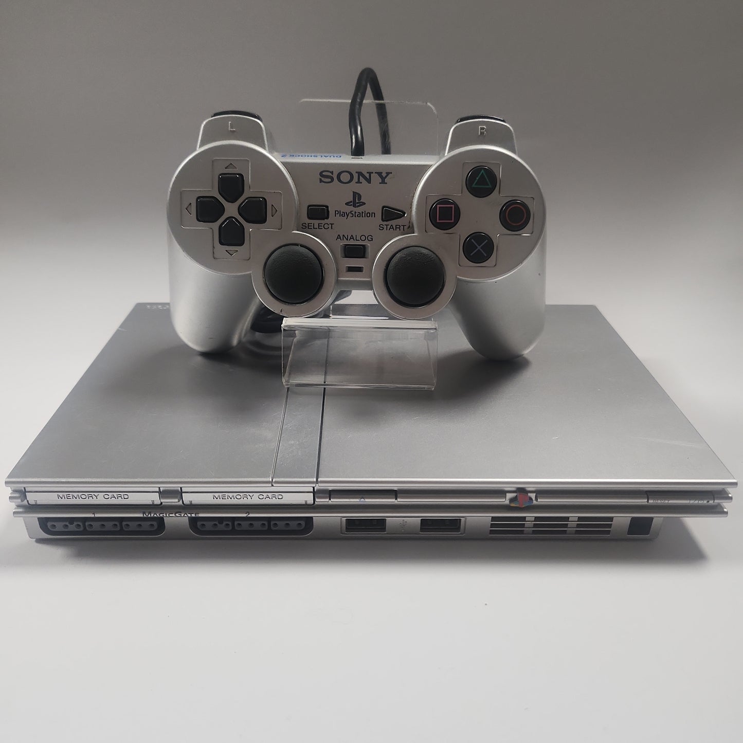 Playstation 2 Slim Silber + Sony-Controller SCPH-77004