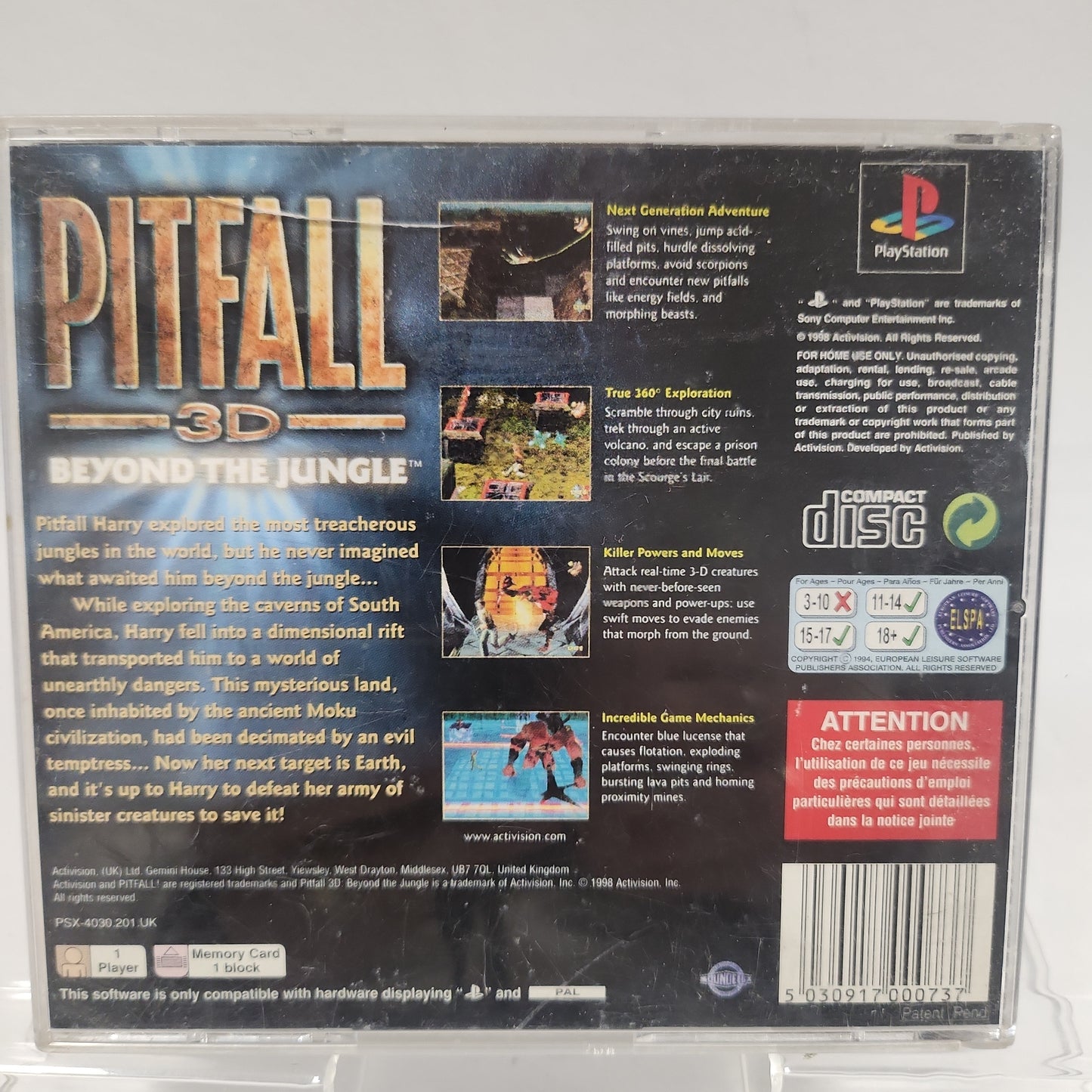 Pitfall 3D: Beyond the Jungle (No Book) Playstation 1