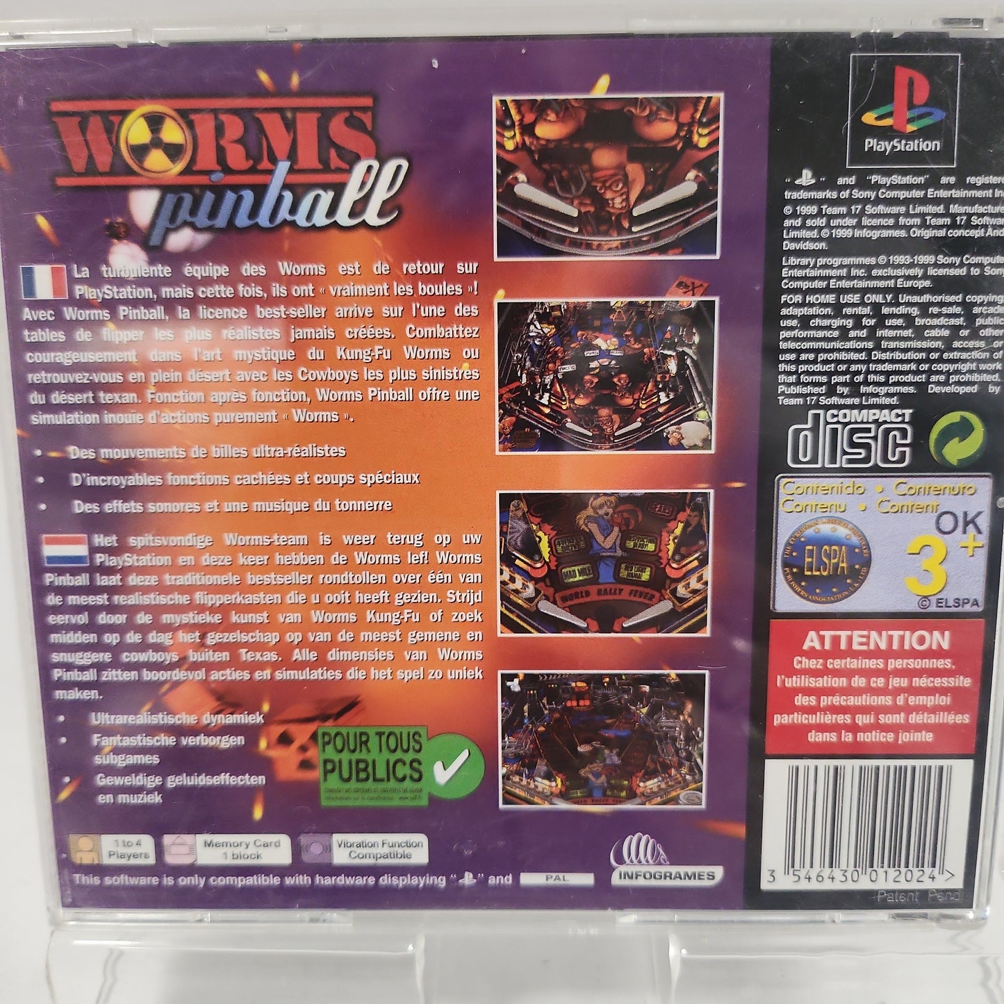 Worms Pinball "Best of" Playstation 1