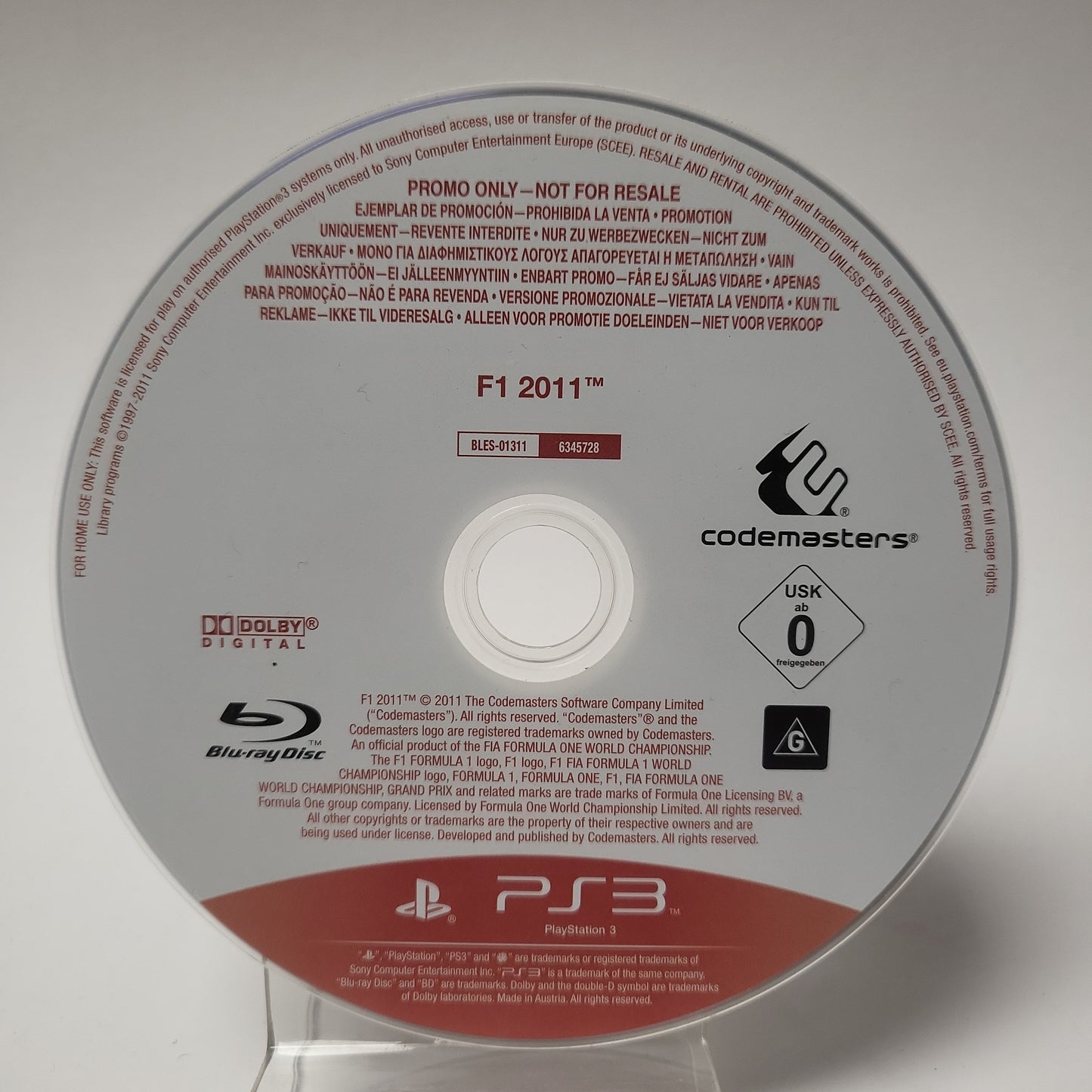 F1 2011 Promo Disc (Disc Only) PlayStation 3