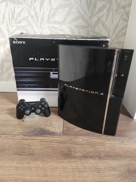 Playstation 3 60 GB abwärtskompatibel in Box, Controller, Kabeln, Broschüren, Inlay