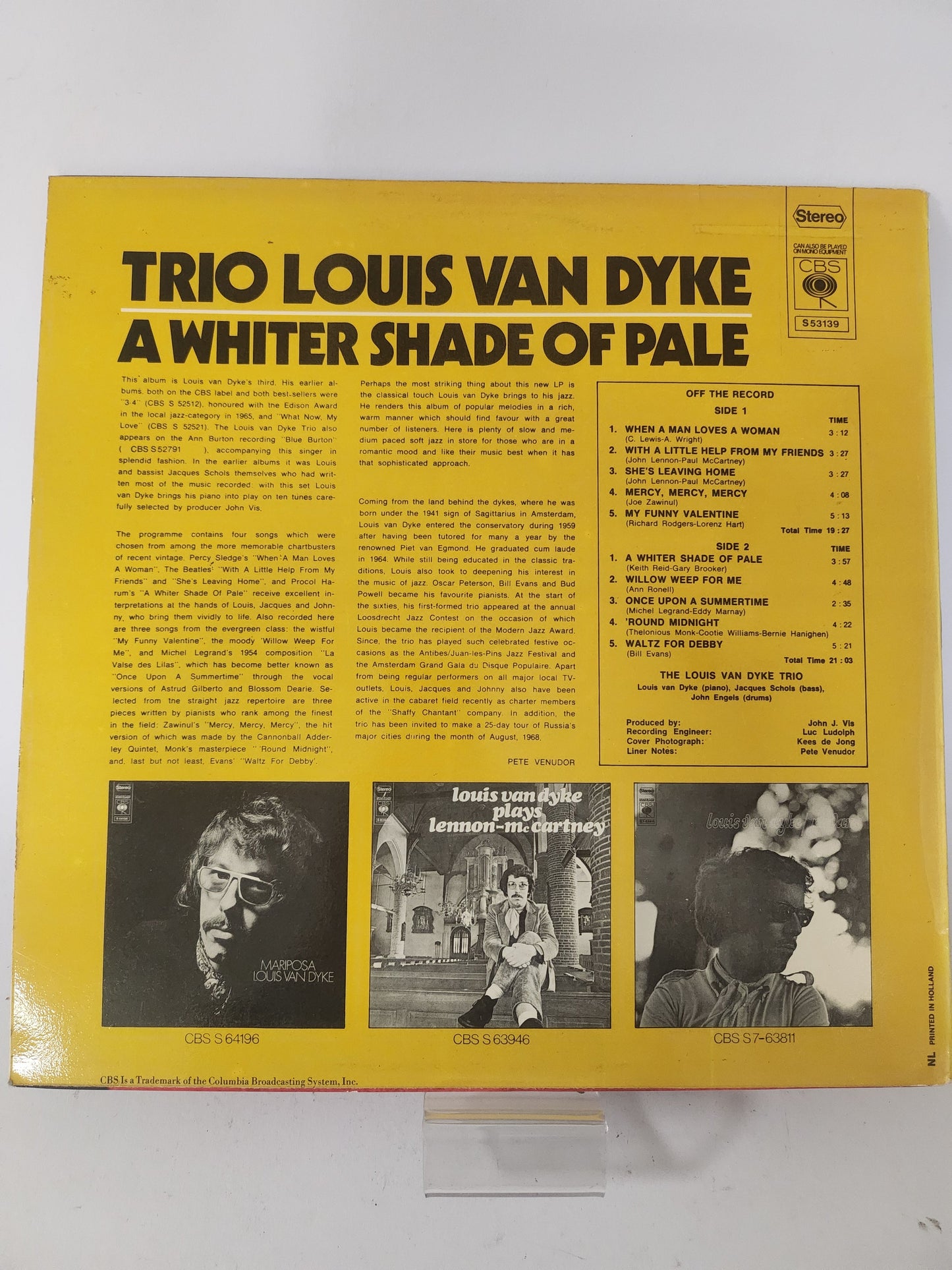 A Whiter Shade of Pale: Trio Louis van Dyke LP Vinyl - Lp Vinyl