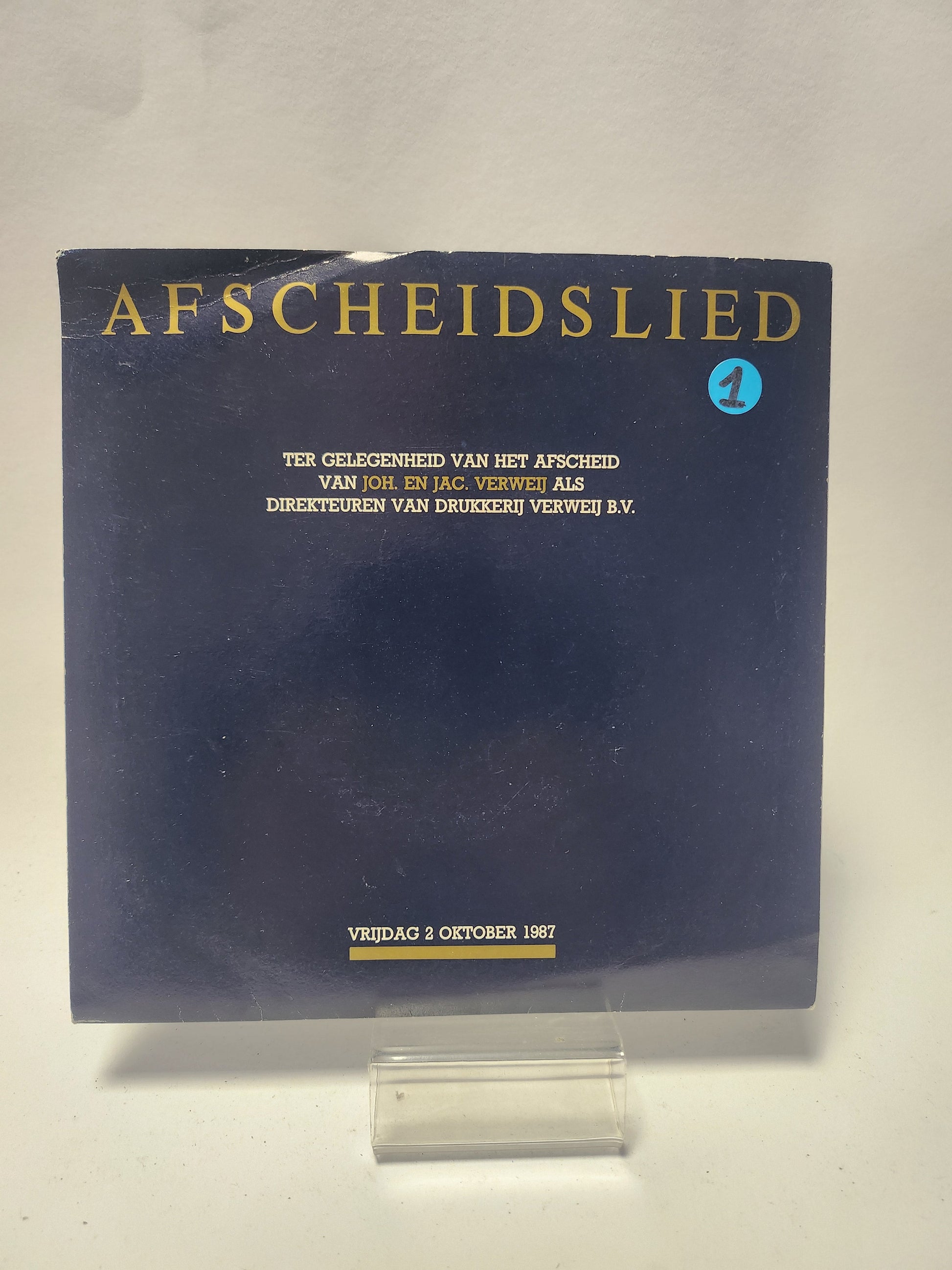 Afscheidslied: ter gelegenheid van het Afscheid van Joh en Jac Verweij Single Vinyl - Single Vinyl