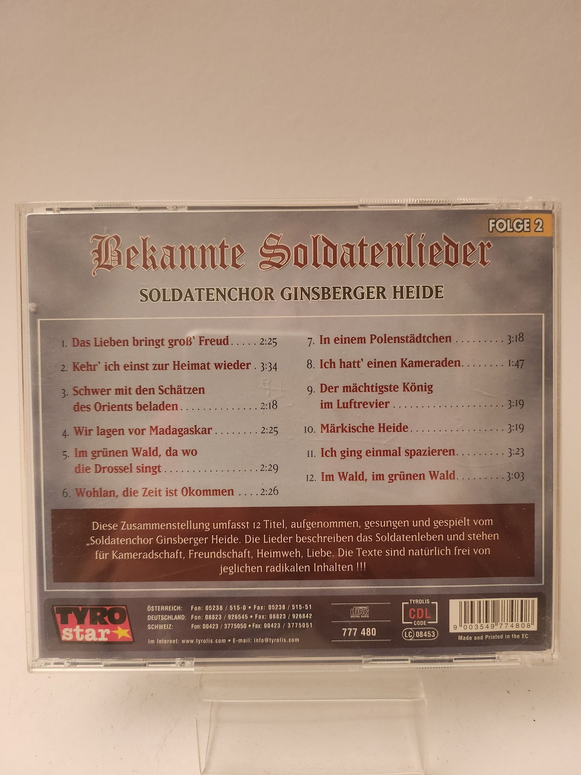 Bekannte Soldatenlieder Deel 2 CD - Cd
