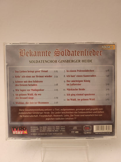 Bekannte Soldatenlieder Deel 2 CD - Cd