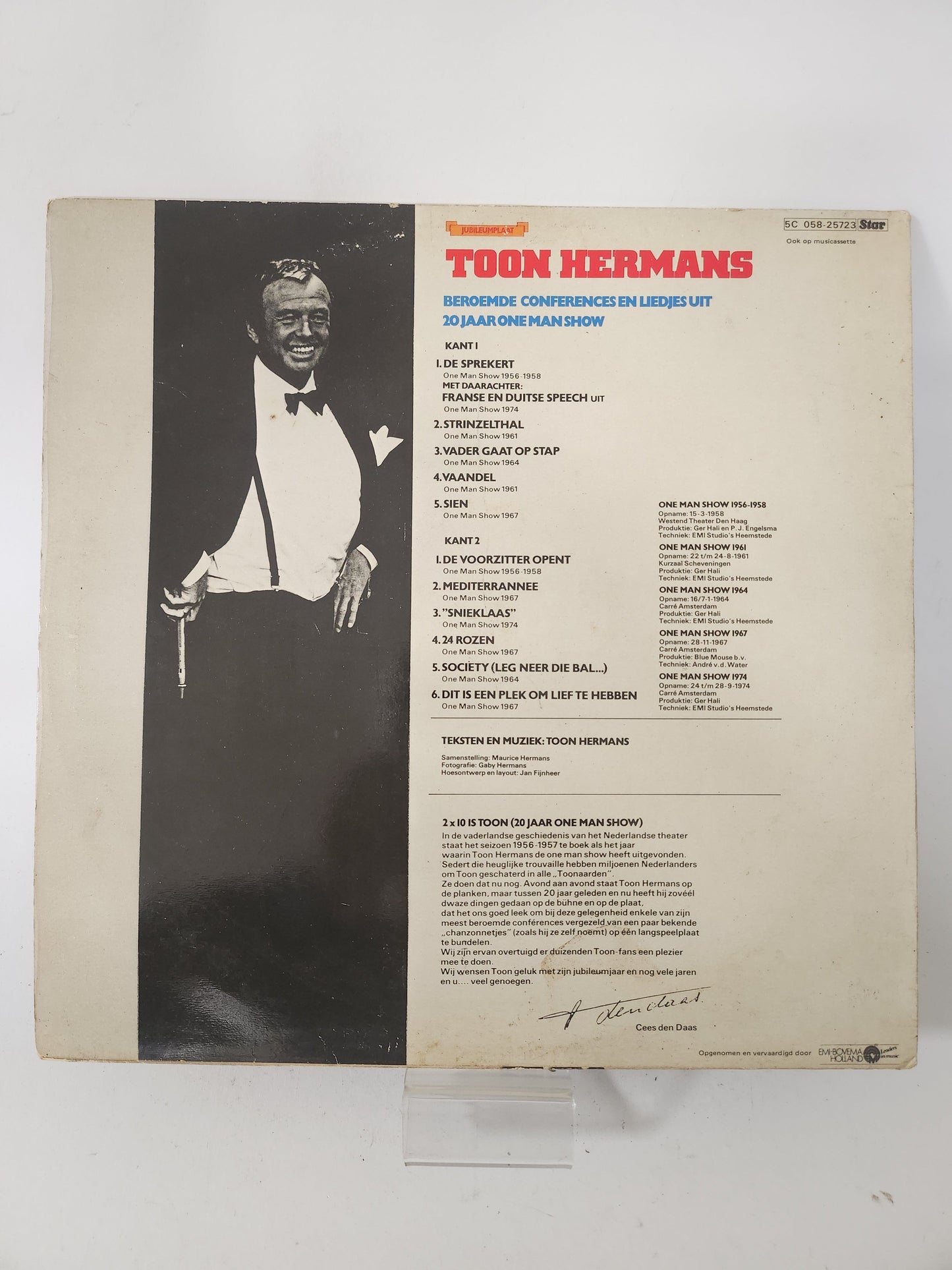 Beroemde Conferences en Liedjes uit 20 Jaar One Man Show: Toon Hermans LP Vinyl - Lp Vinyl