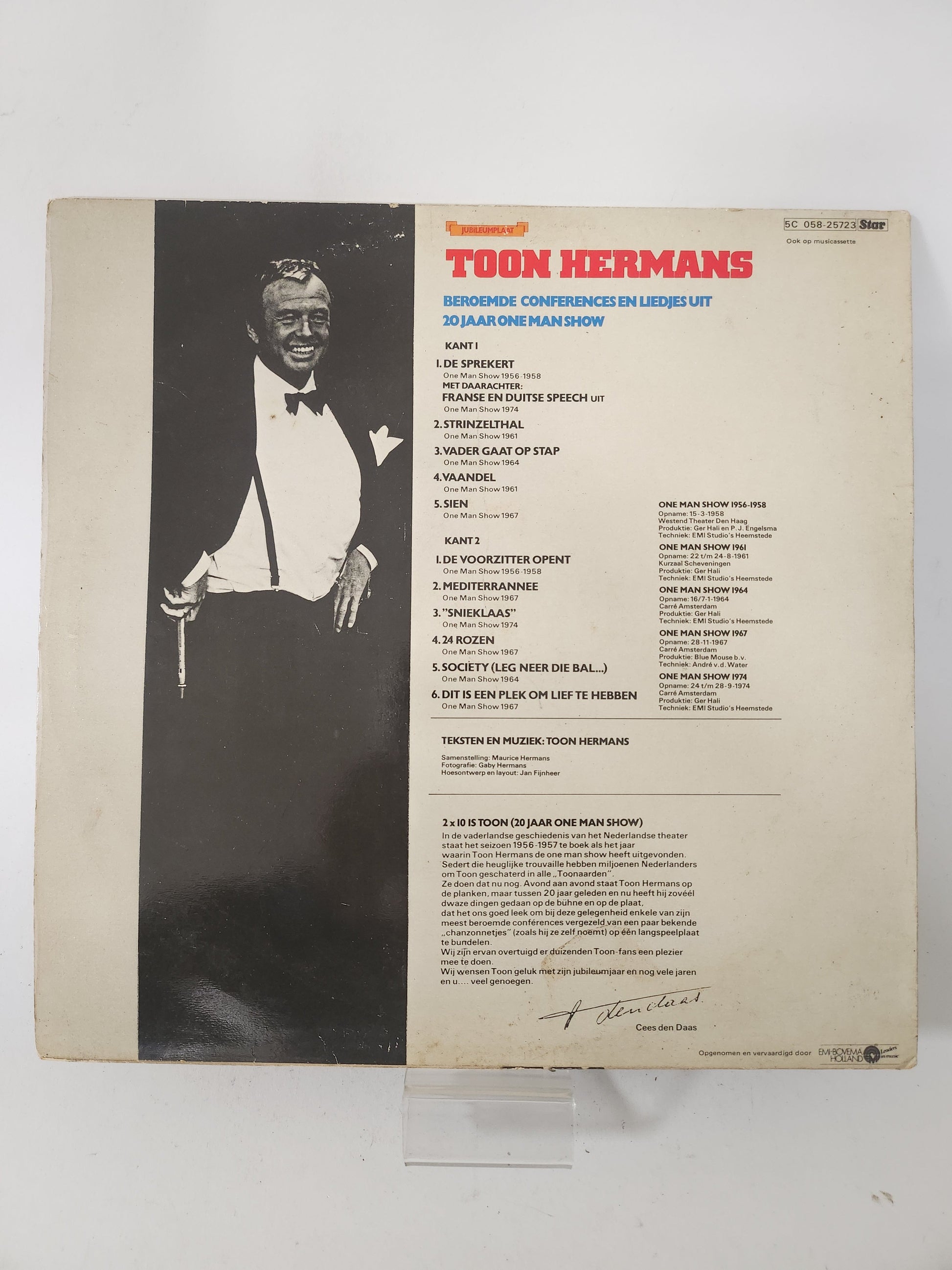 Beroemde Conferences en Liedjes uit 20 Jaar One Man Show: Toon Hermans LP Vinyl - Lp Vinyl