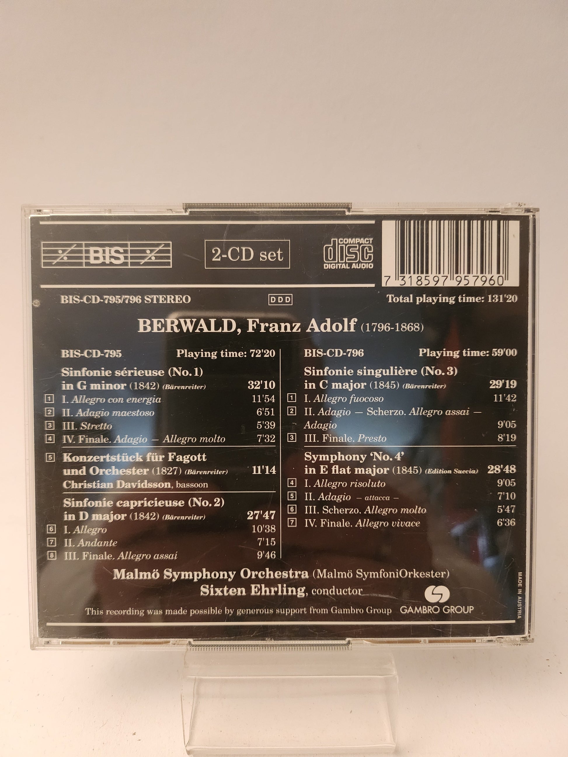 Berwald: The Four Symphonies ’Sixten Ehrling’ CD - Cd