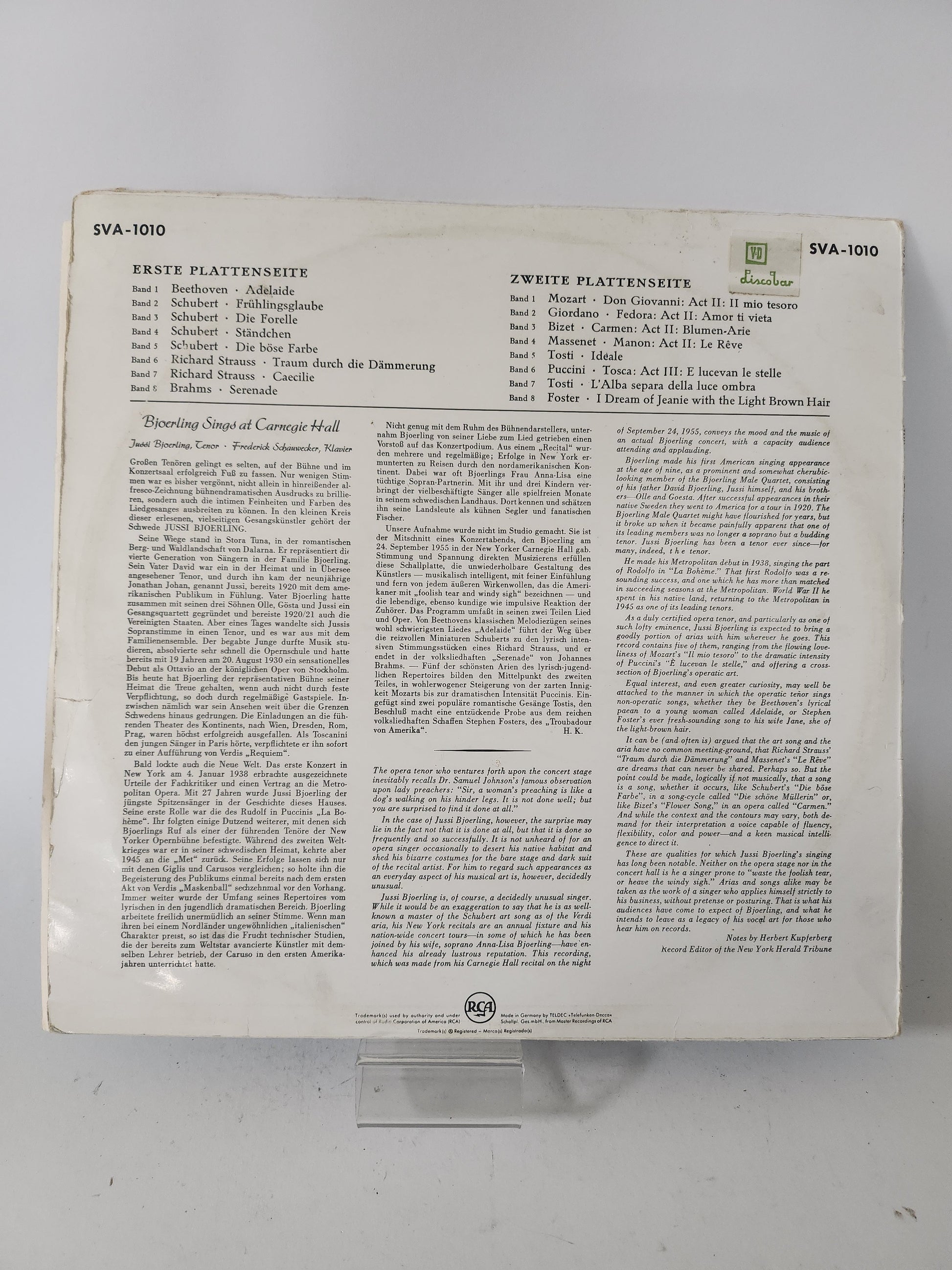 Bjoerling sings at Carnegie Hall LP Vinyl - Lp Vinyl
