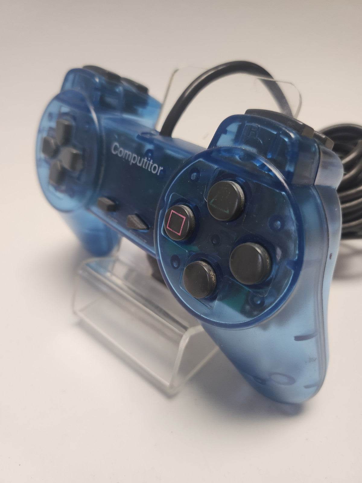 Blauwe Doorzichtige Computitor Controller Playstation 1 - Feniks Gameshop