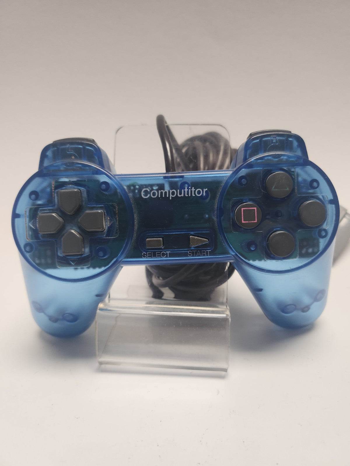 Blauwe Doorzichtige Computitor Controller Playstation 1 - Feniks Gameshop