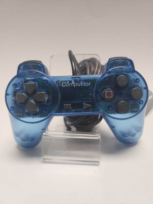 Blauwe Doorzichtige Computitor Controller Playstation 1 - Feniks Gameshop