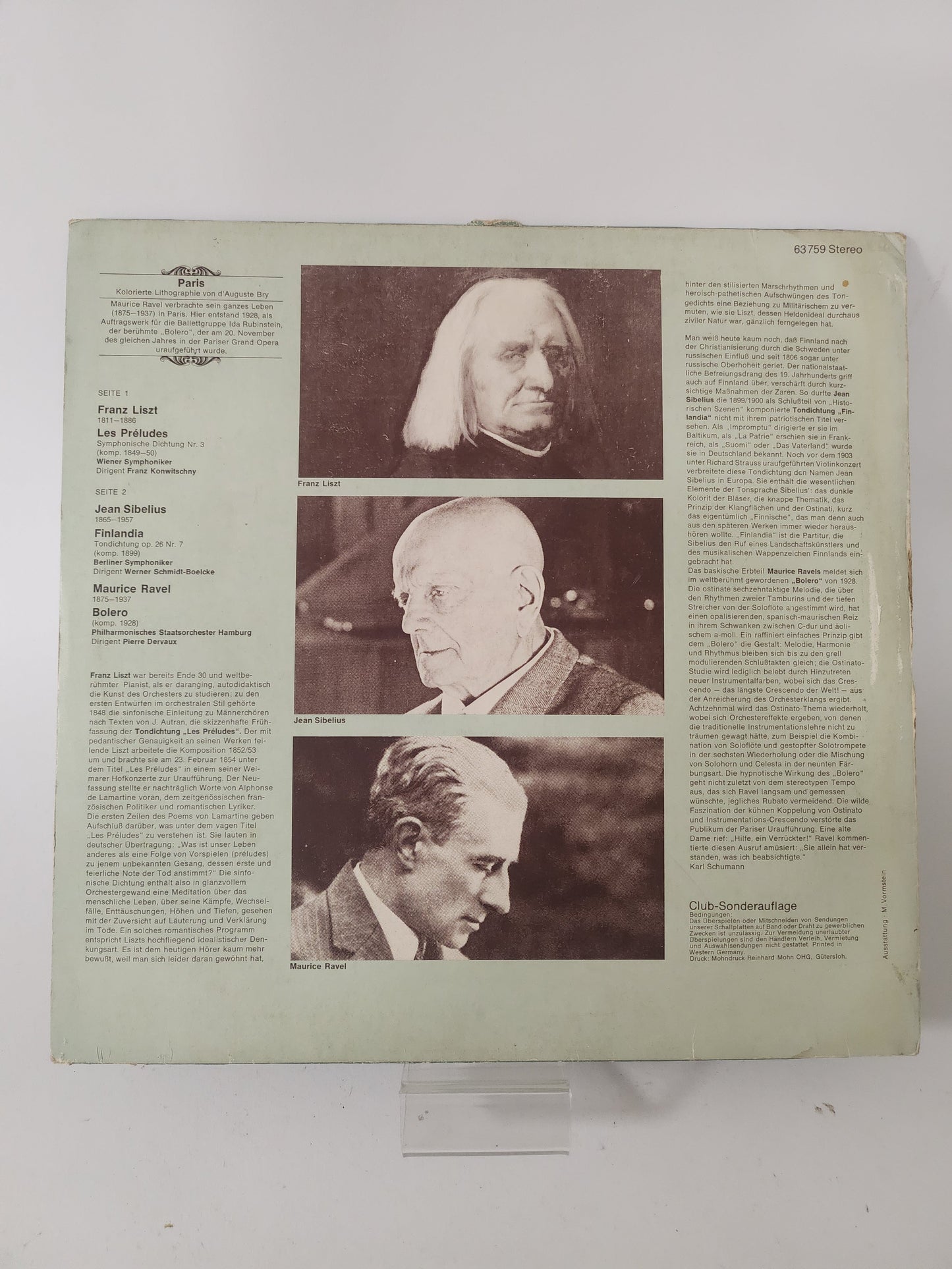 Bolero: Melodiën von Liszt - Sibelius - Ravel LP Vinyl - Lp Vinyl