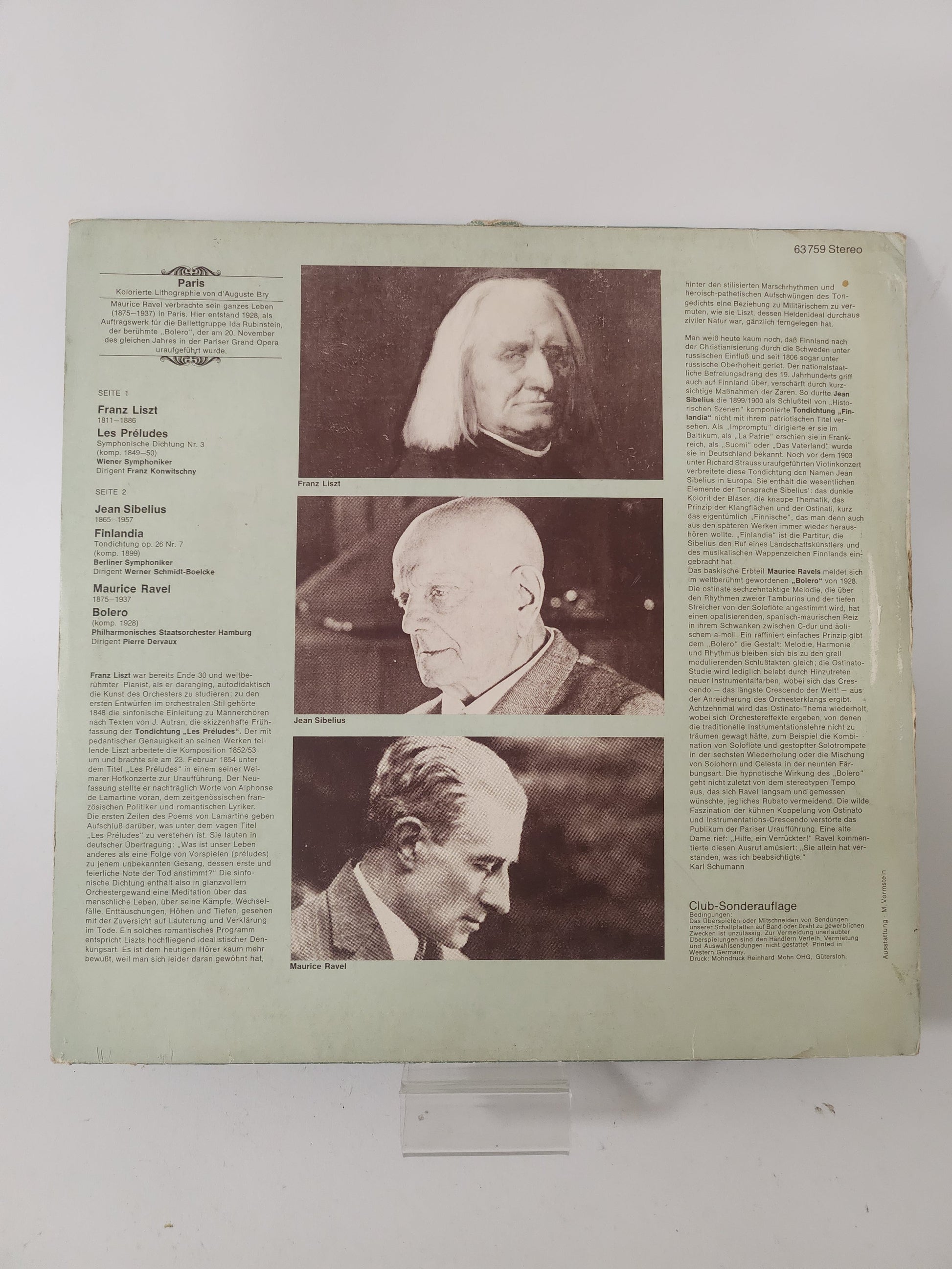 Bolero: Melodiën von Liszt - Sibelius - Ravel LP Vinyl - Lp Vinyl