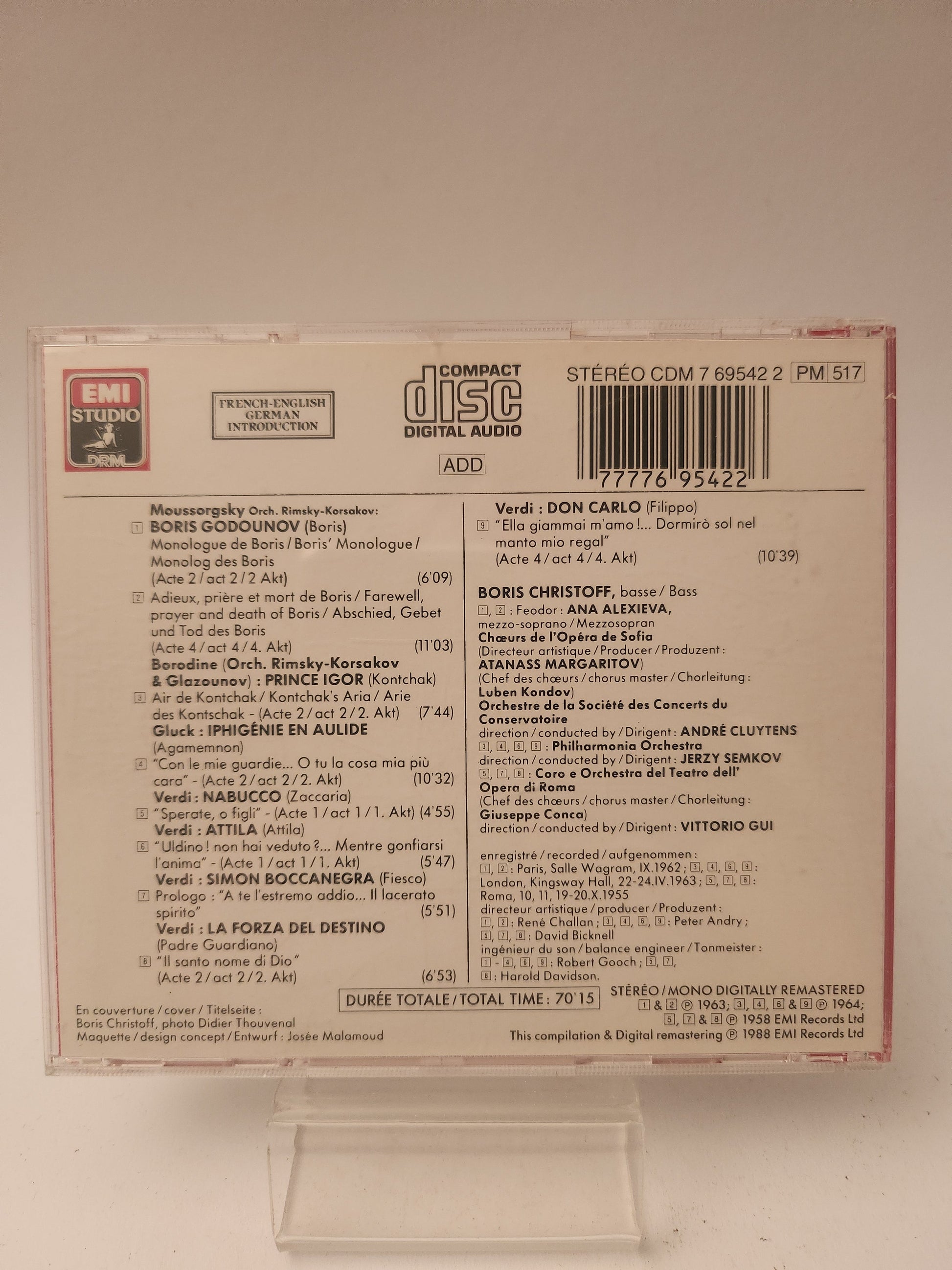 Boris Christoff: Opera Arias CD - Cd