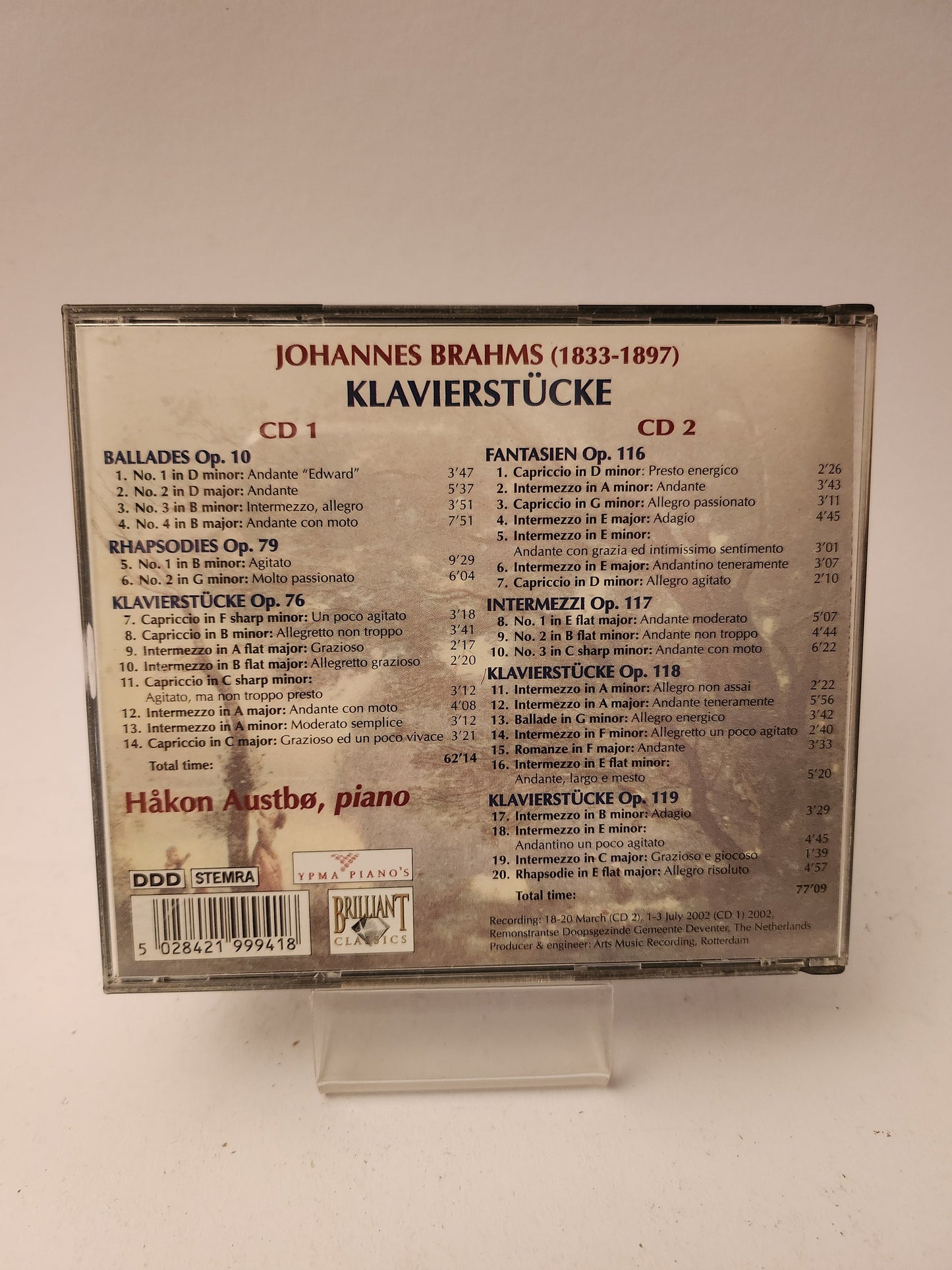 Brahms: Klavierstücke CD - Cd