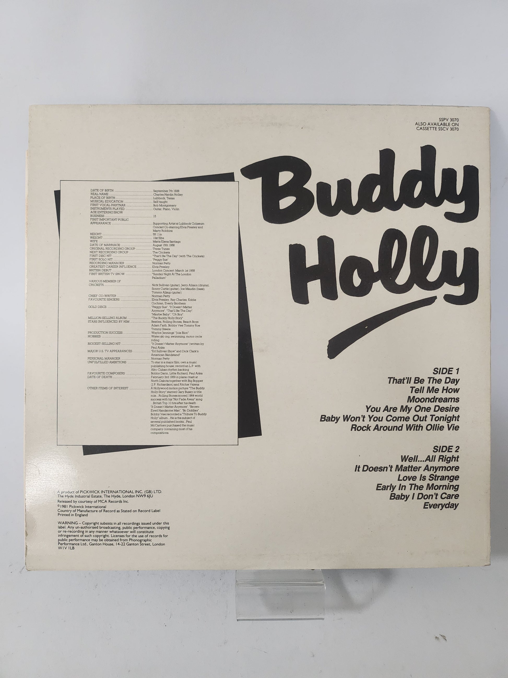 Buddy Holly LP Vinyl - Lp Vinyl