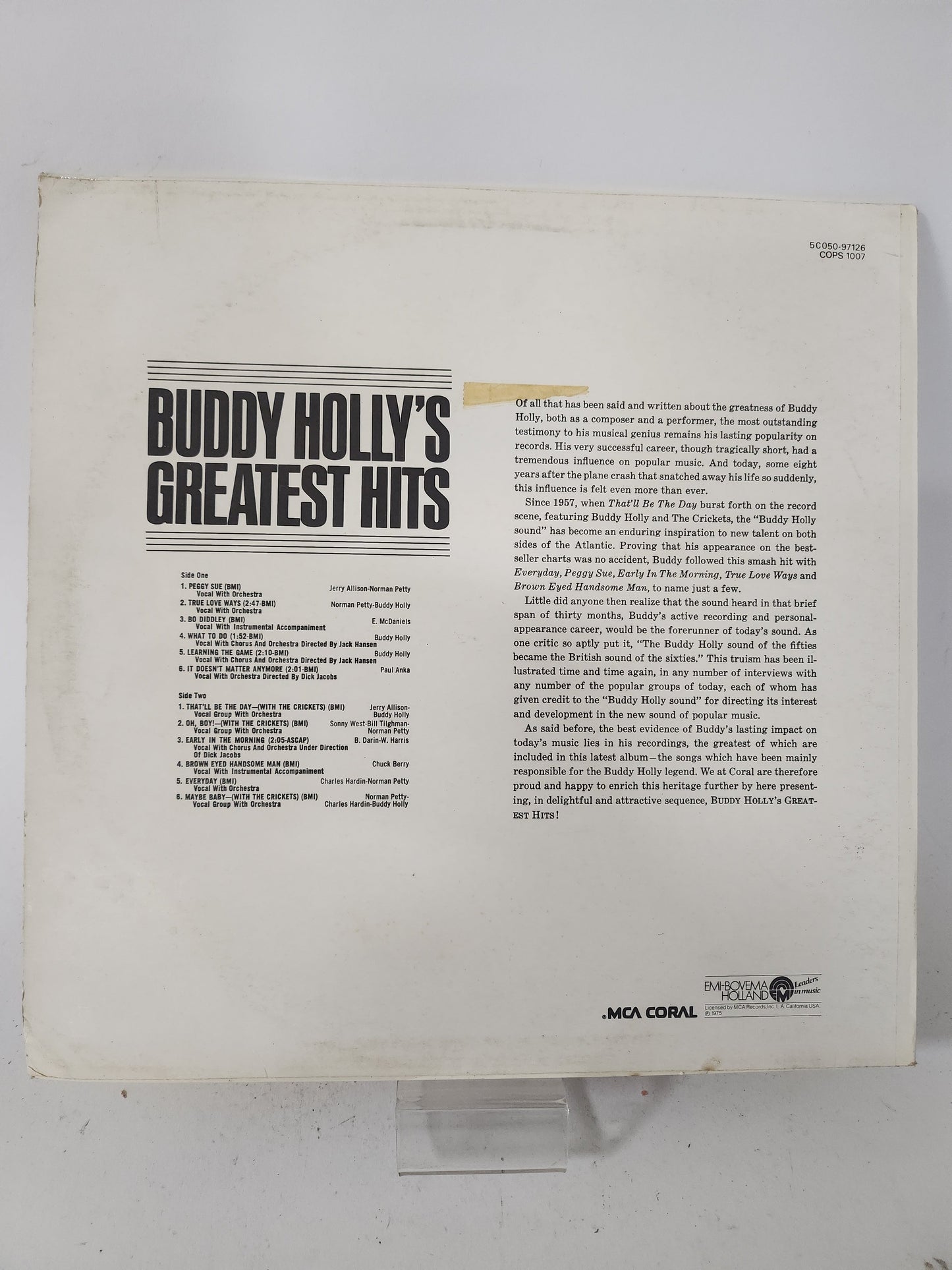 Buddy Holly’s Greatest Hits LP Vinyl - Lp Vinyl