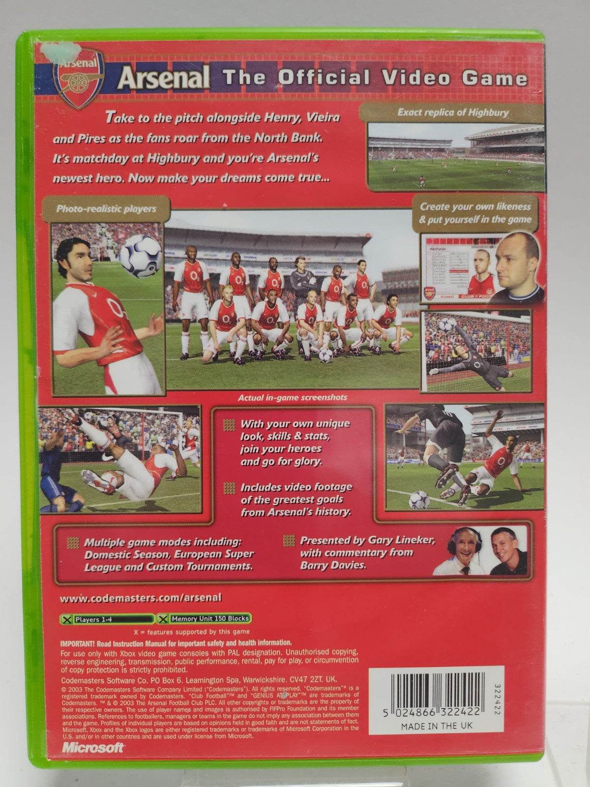 Club Football: Arsenal 2003/04 Season (No Book) Xbox Original - Feniks Gameshop
