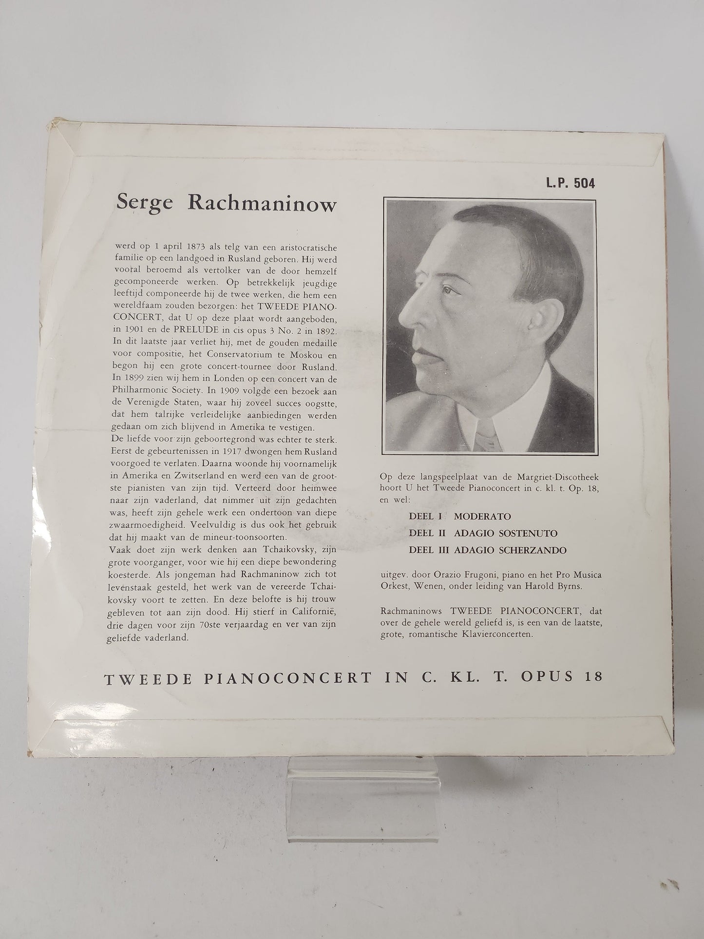 Concert voor Piano en Orkest No 2 in C. Kl. T. Opus 18 LP Vinyl - Lp Vinyl
