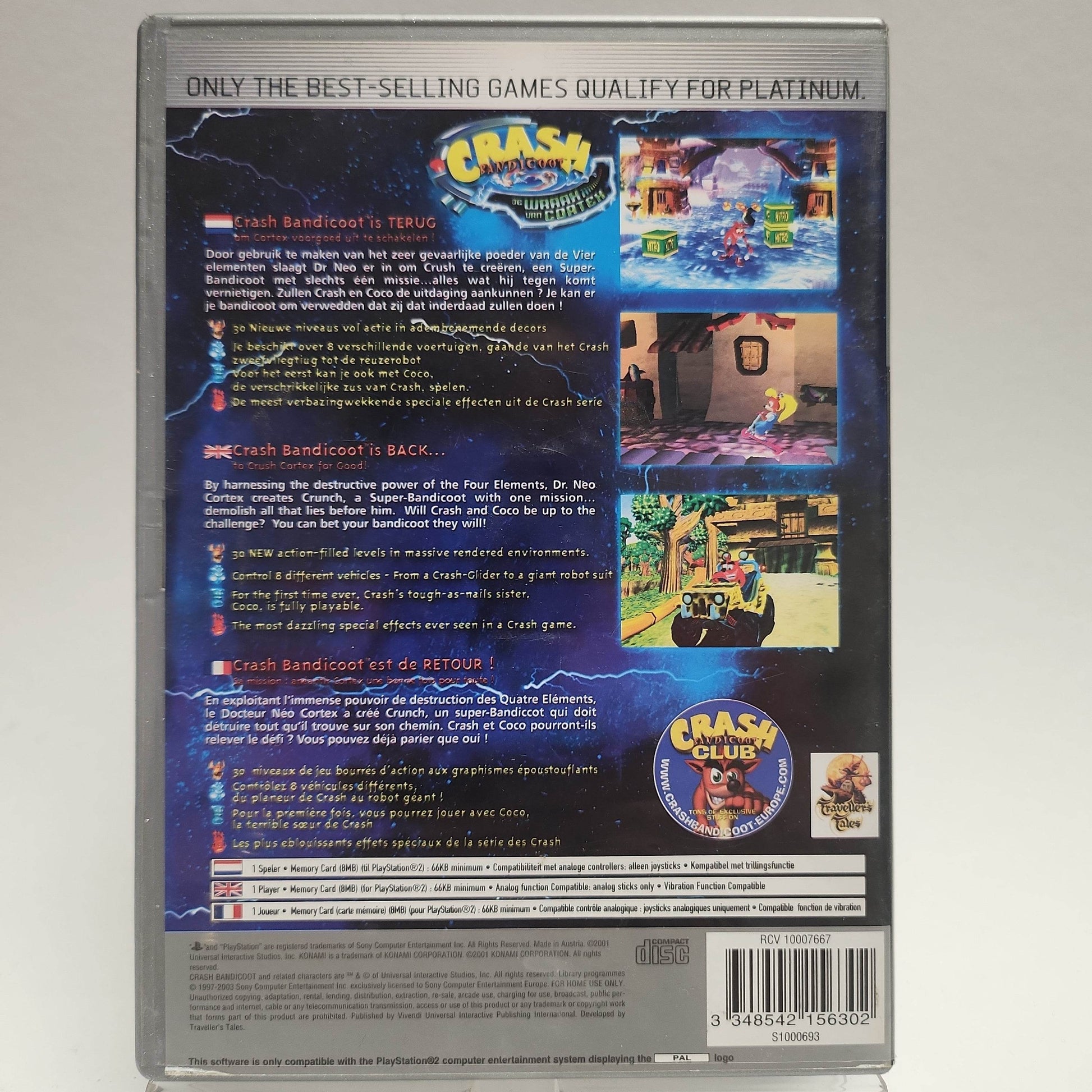Crash Bandicoot de Wraak van Cortex Platinum Playstation 2 - Feniks Gameshop