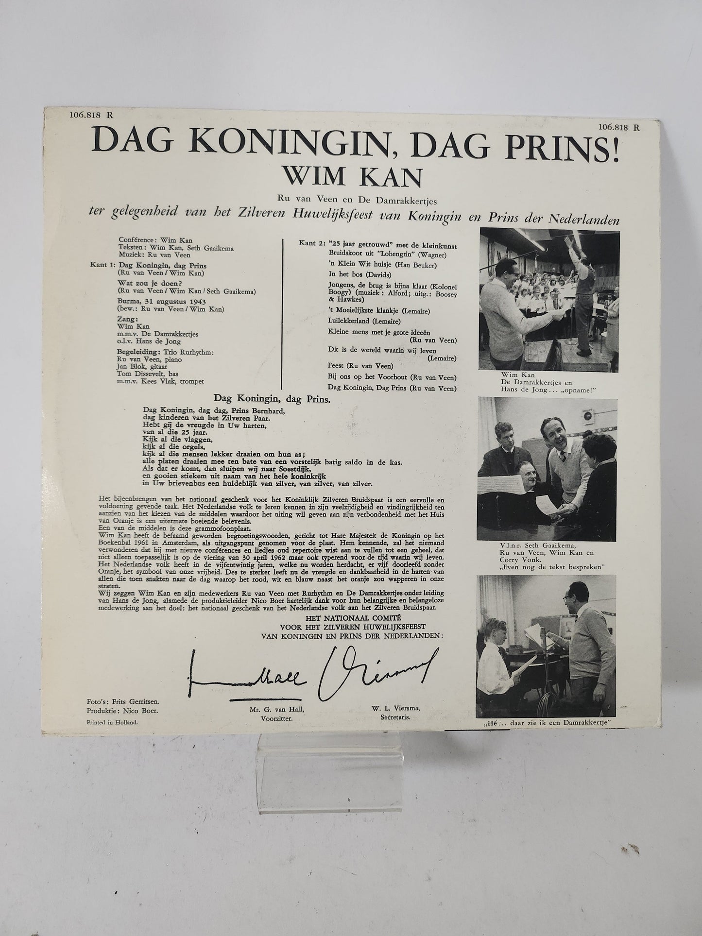 Dag Koningin Dag Prins: Wim Kan LP Vinyl - Lp Vinyl