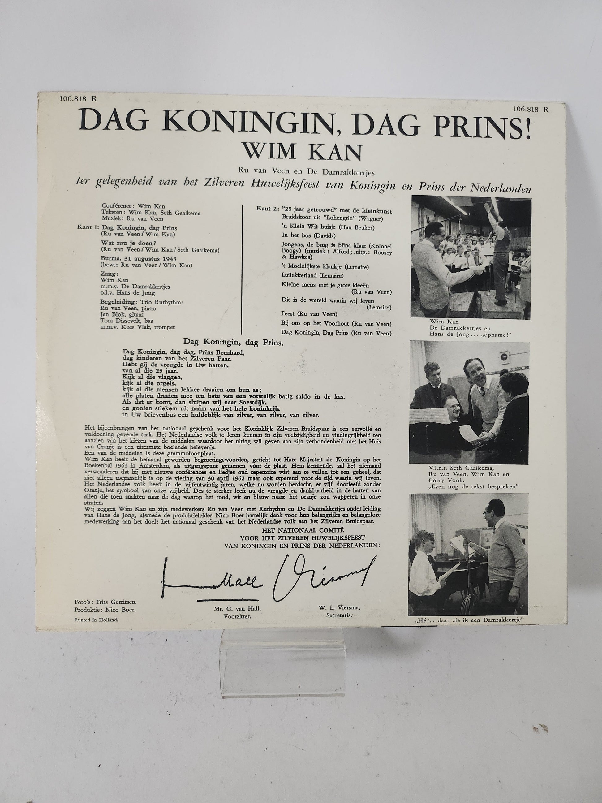 Dag Koningin Dag Prins: Wim Kan LP Vinyl - Lp Vinyl