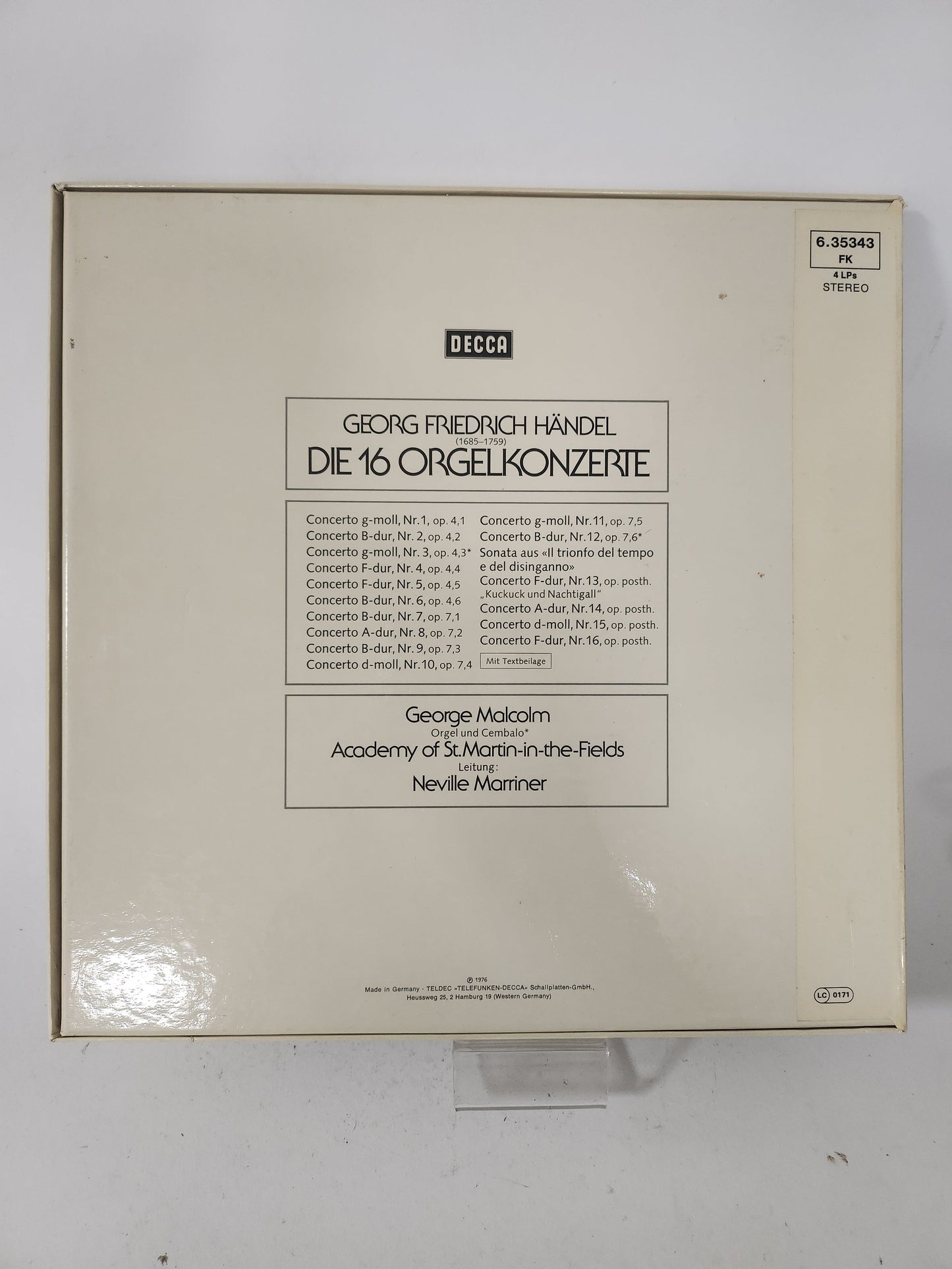 Die 16 Orgelkonzerte: Georg Friedrich Handel LP Vinyl - Lp Vinyl