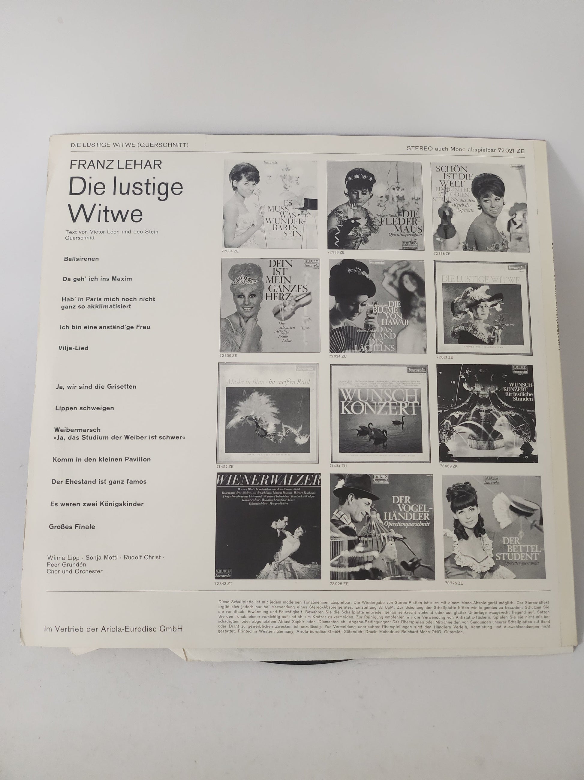 Die Lustige Witwe: Franz Lehar LP Vinyl - Lp Vinyl