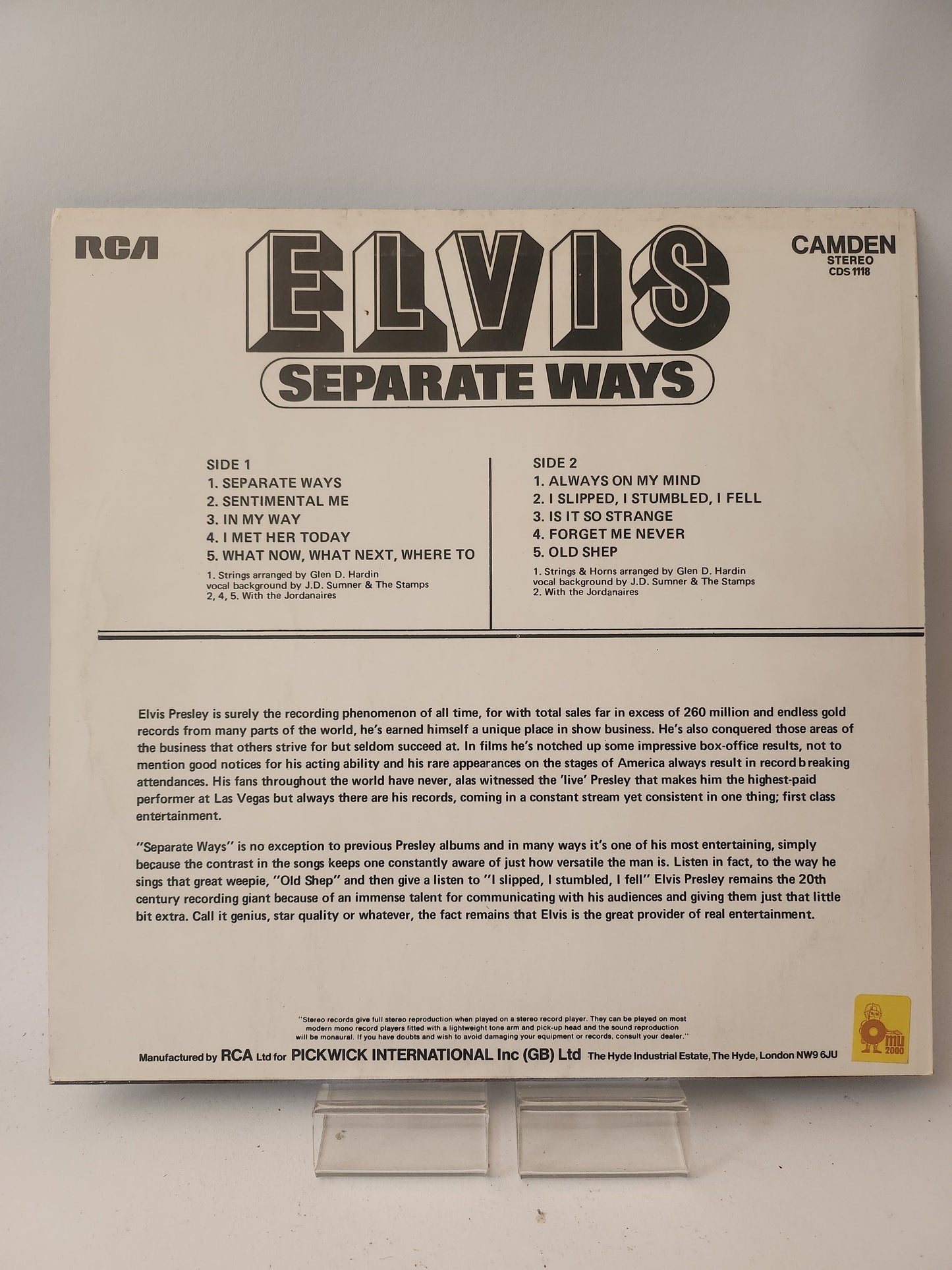 Elvis: Separate Ways LP Vinyl - Lp Vinyl