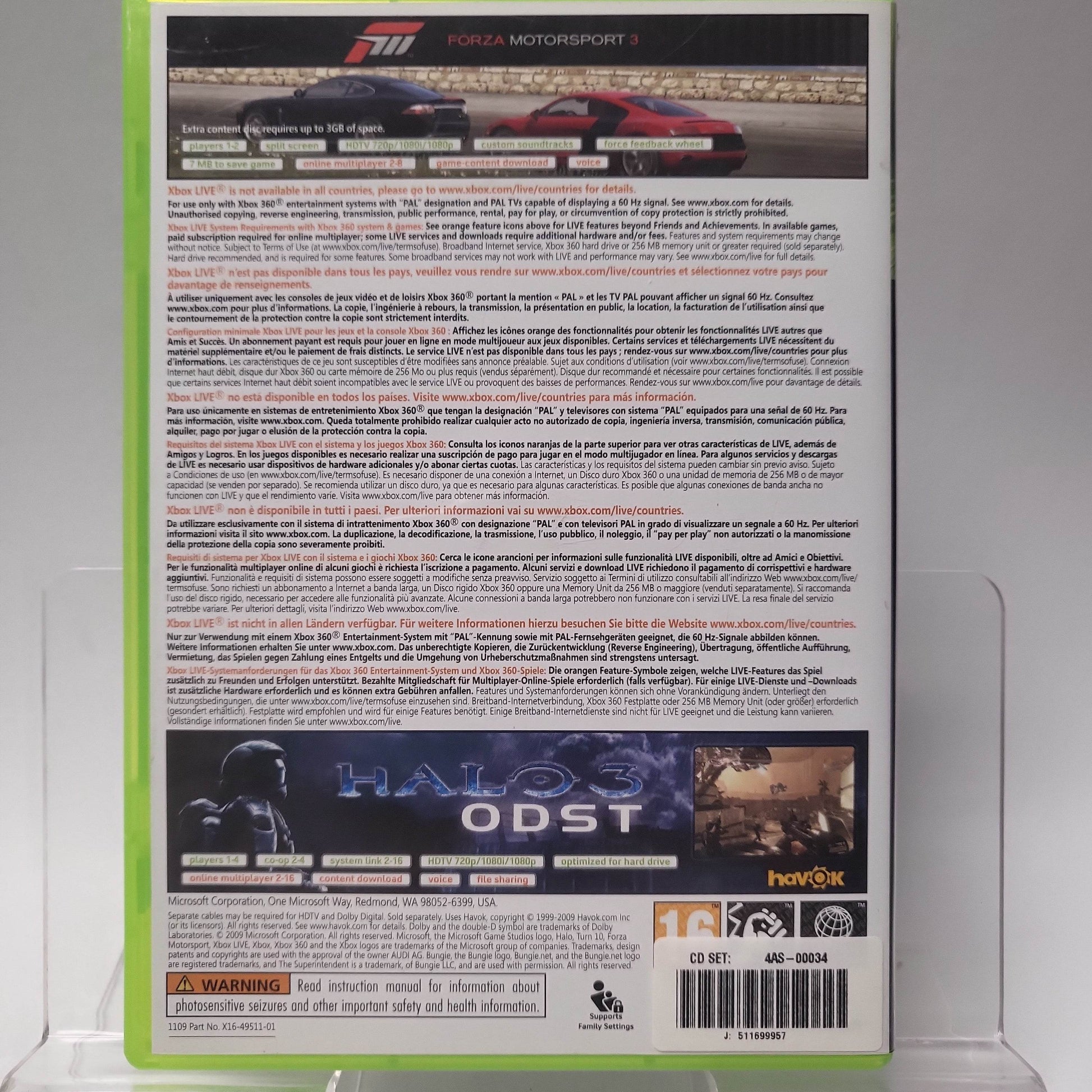 Forza Motorsport 3 & Halo 3 Odst Xbox 360 - Feniks Gameshop