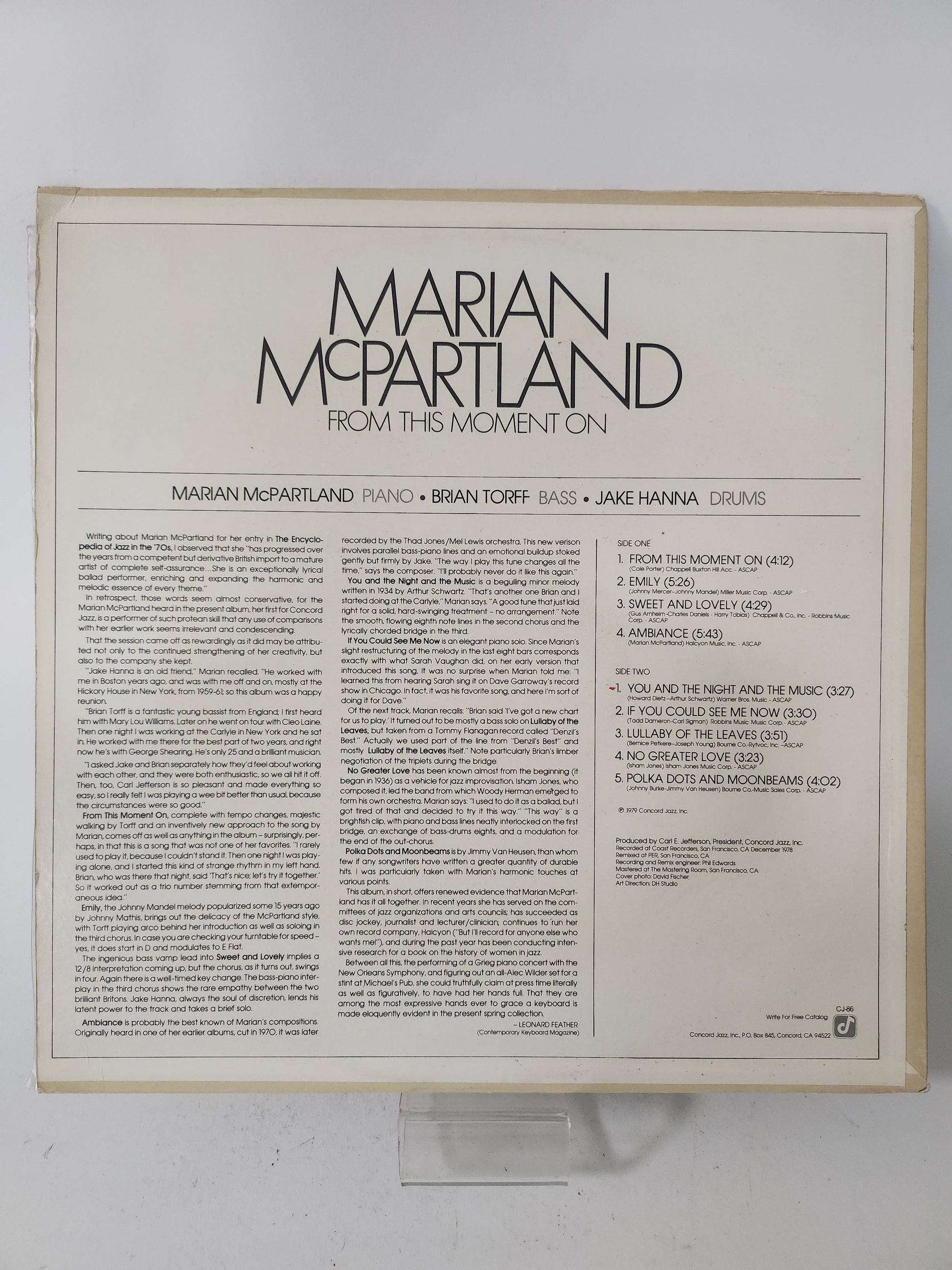 From this Moment: Marian McPartland LP Vinyl - Lp Vinyl