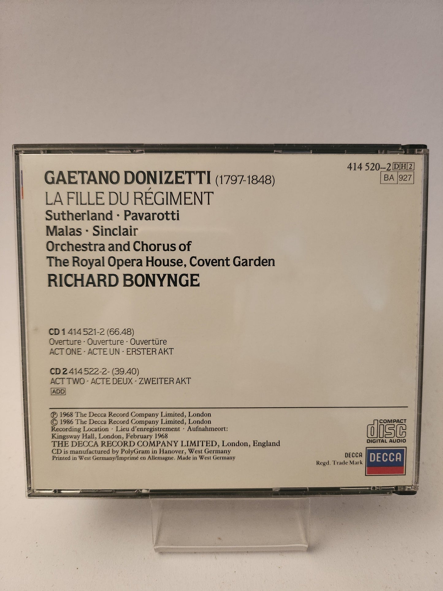 Gaetano Donizetti: la Fille du Reginment CD - Cd