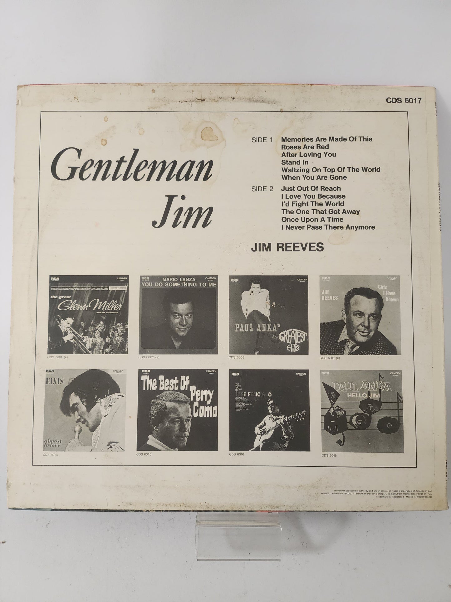 Gentleman Jim: Jim Reeves LP Vinyl - Lp Vinyl