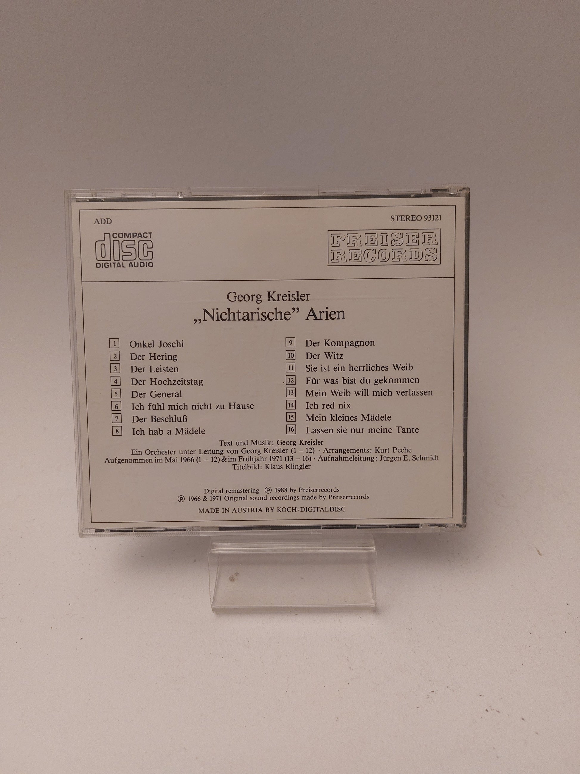 Georg Kreisler: Nichtarische Arien CD - Cd