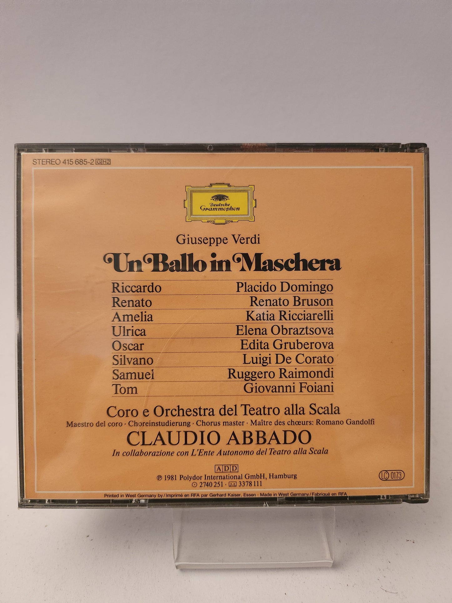Giuseppe Verdi: Un Ballo in Maschera CD - Cd