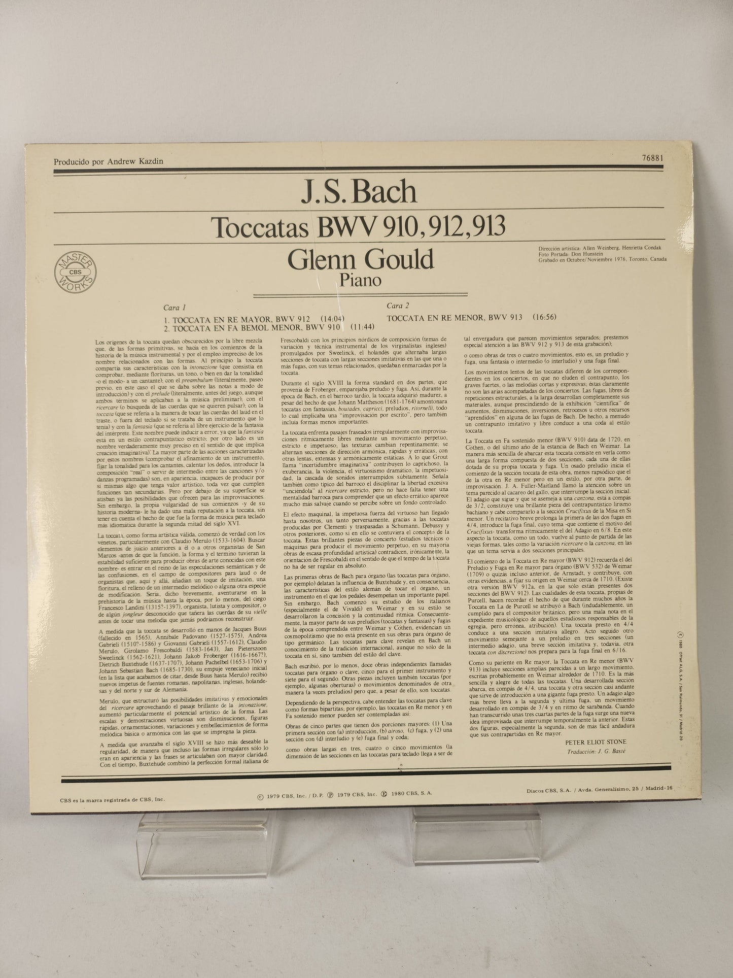 Glenn Gould: Bach ’Toccatas’ - Lp Vinyl