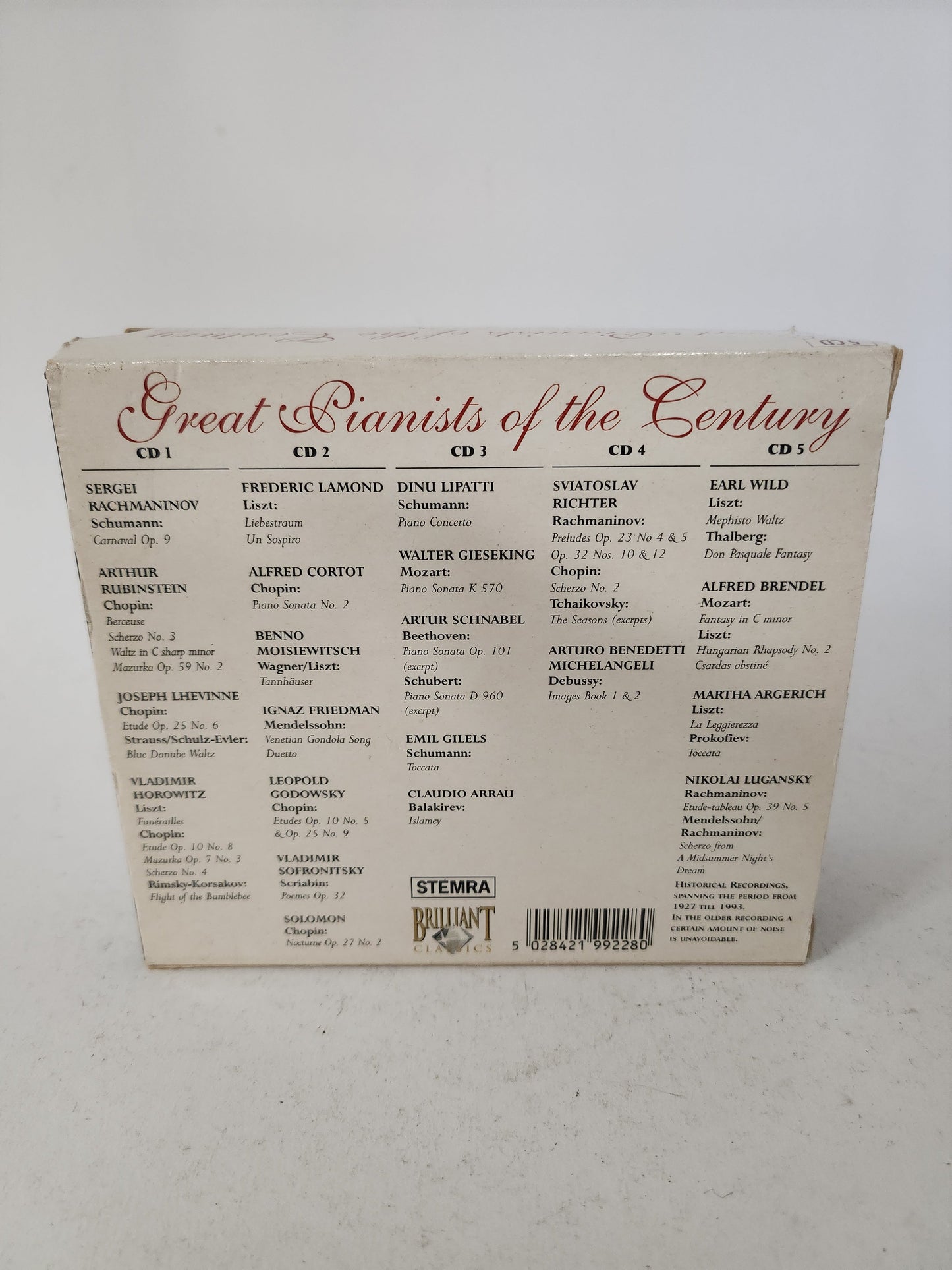 Great Pianists of the Century CD Box - Cd