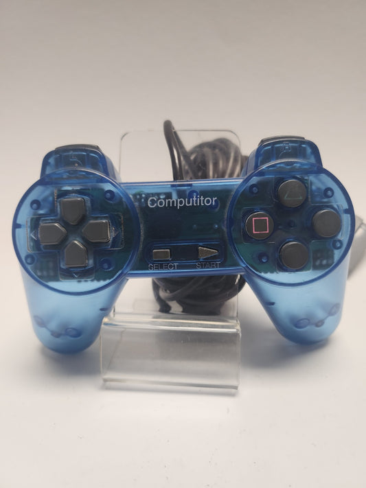 Blauwe Doorzichtige Computitor Controller Playstation 1