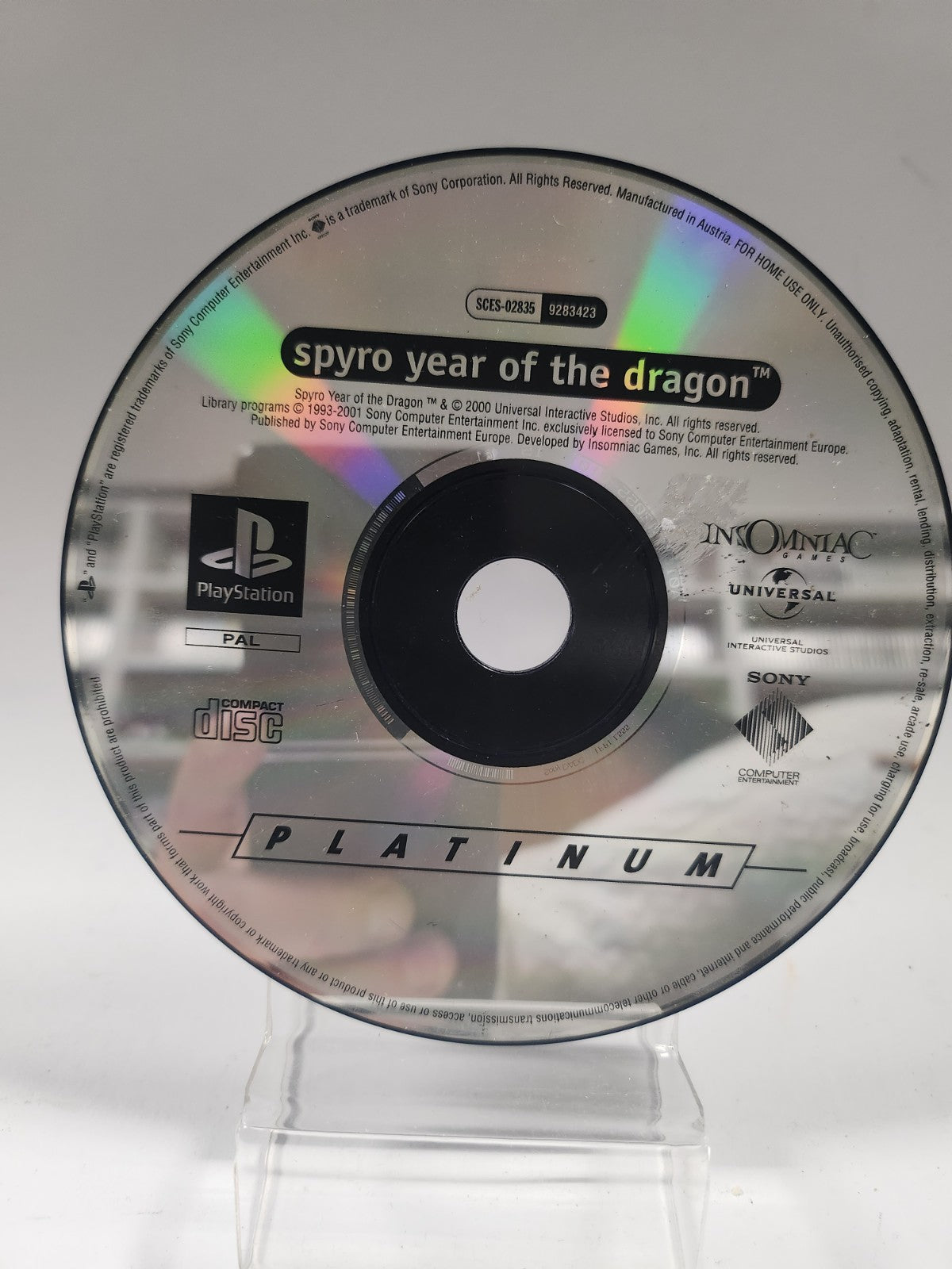 Spyro Year of the Dragon Platinum (disc only) PlayStation 1