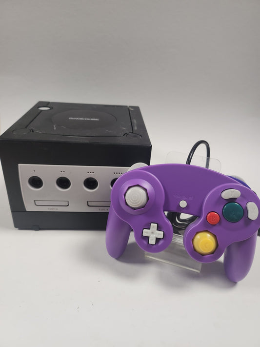 Zwarte Nintendo Gamecube + Nieuwe Paarse Controller