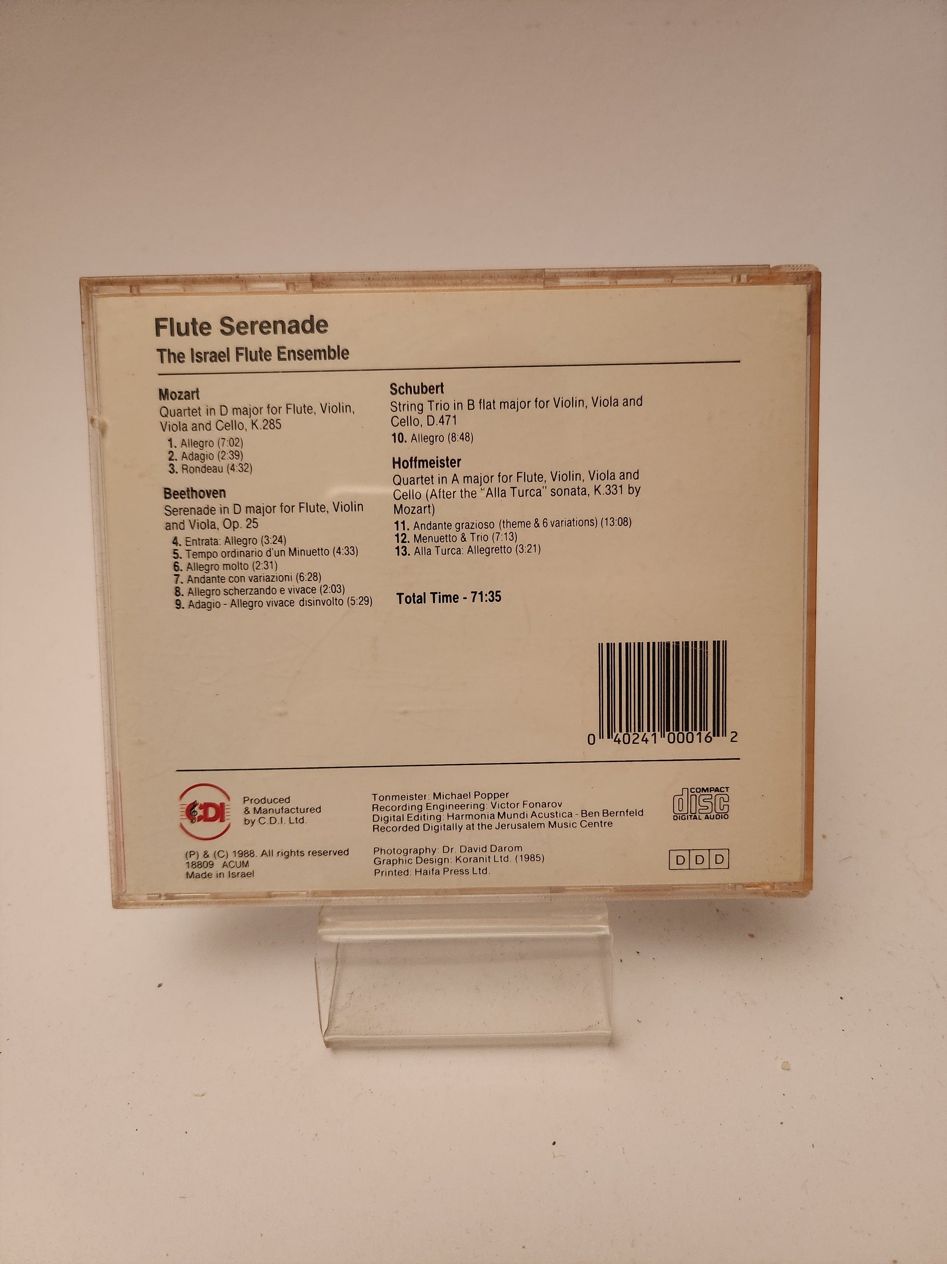 Israël Flute Ensemble: Flute Serenade CD - Cd