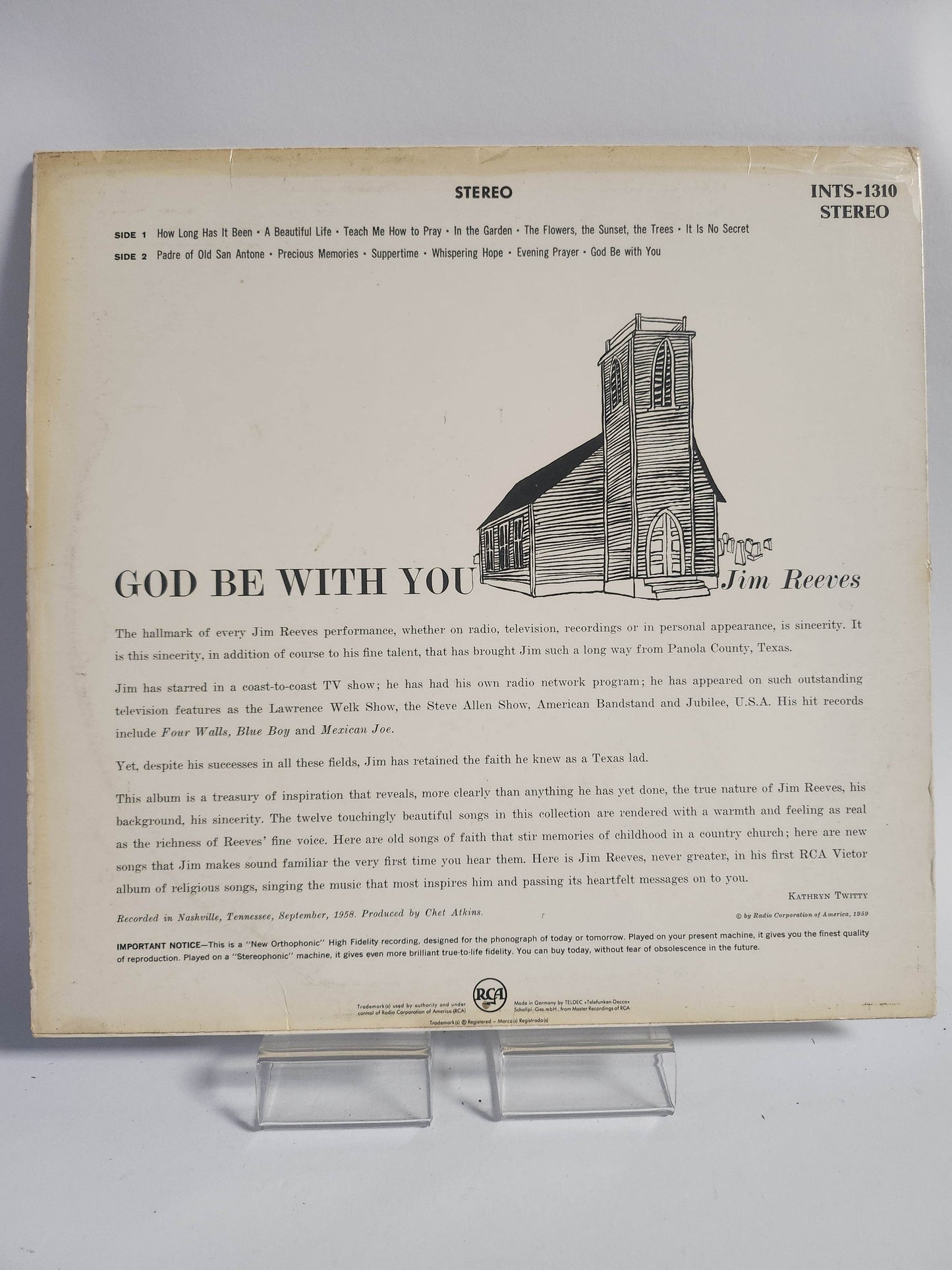 Jim Reeves: God be With You LP Vinyl - Feniks Gameshop